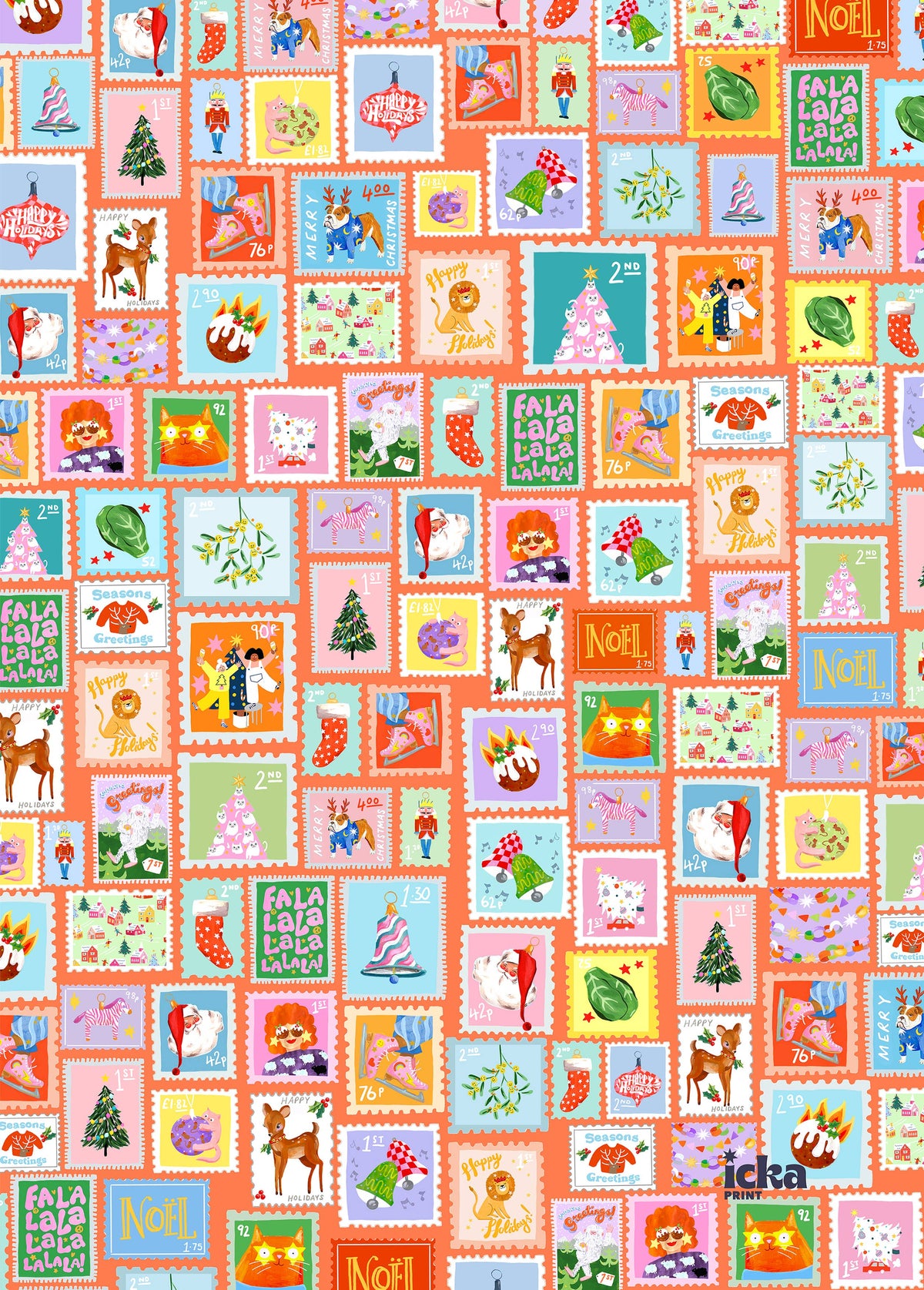 Christmas Stamps Wrapping Paper
