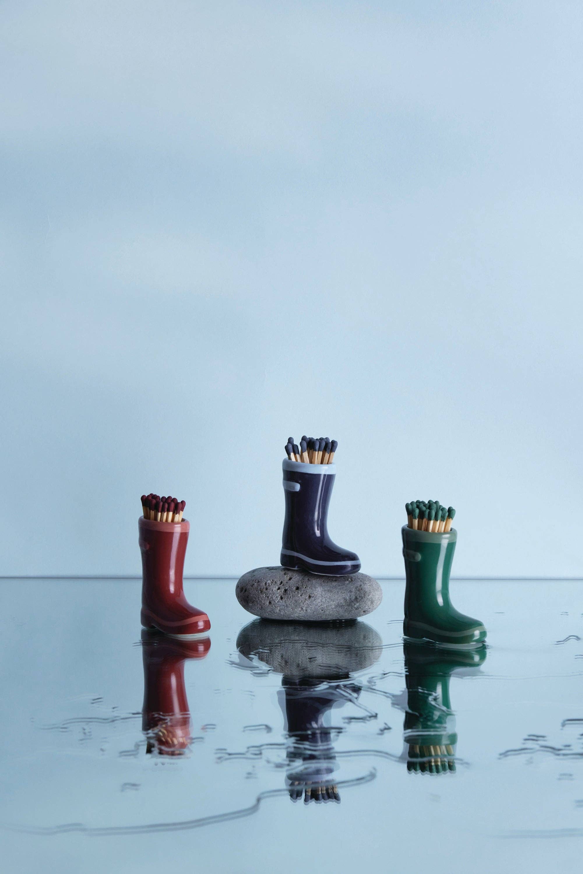 Wellington Boot Matches Holder with 25 Matches Dark & Light Green