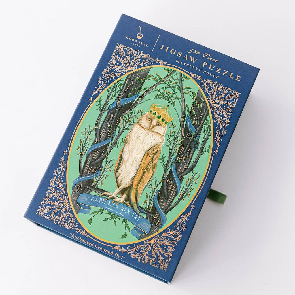 Enchanted Crowned Owl Cameo 500-Piece Puzzle