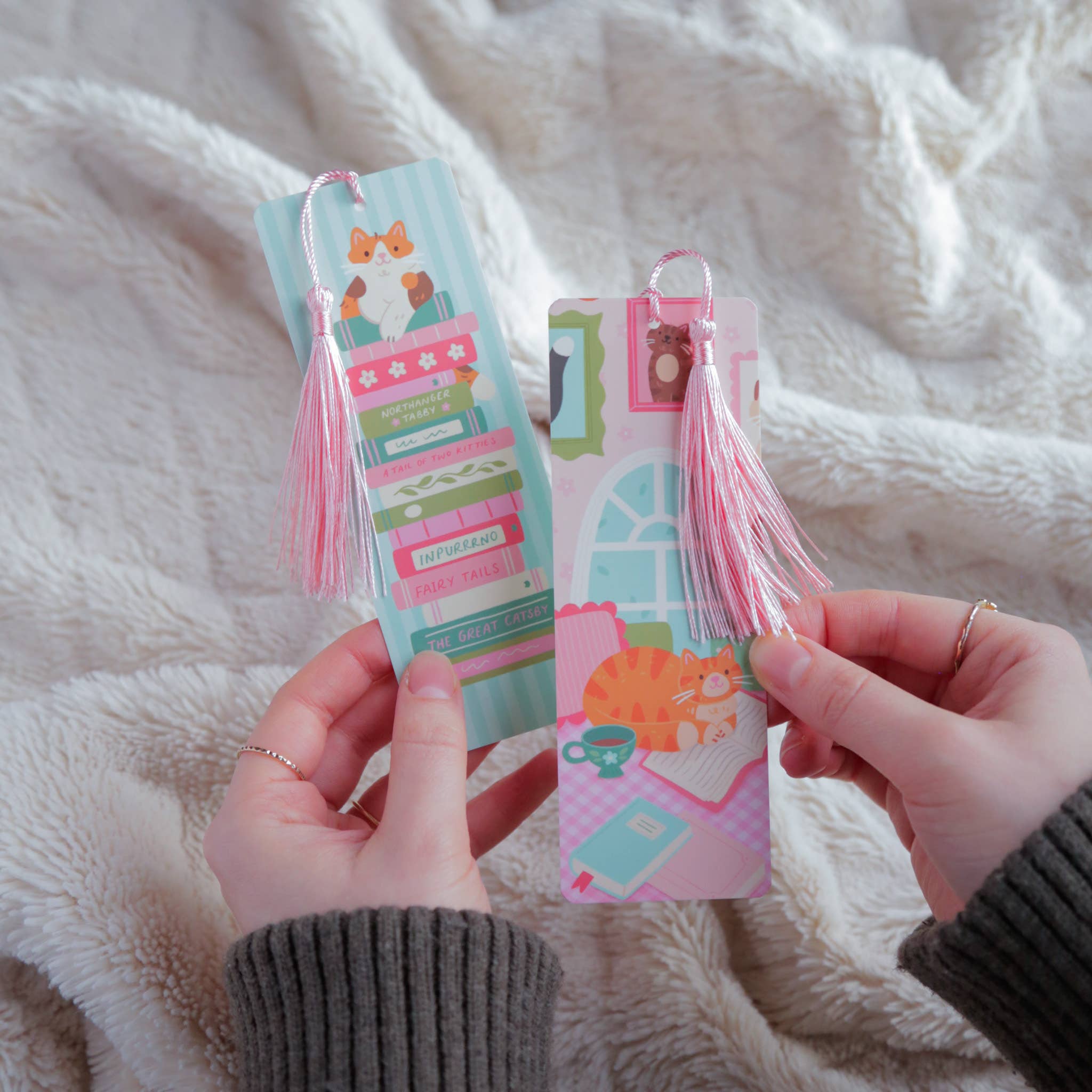Cat Book Stack Bookmark with Tassel