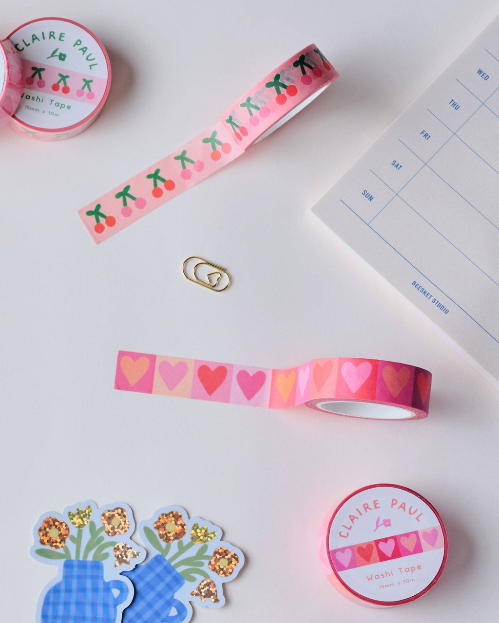 Pink Love Hearts Washi Tape