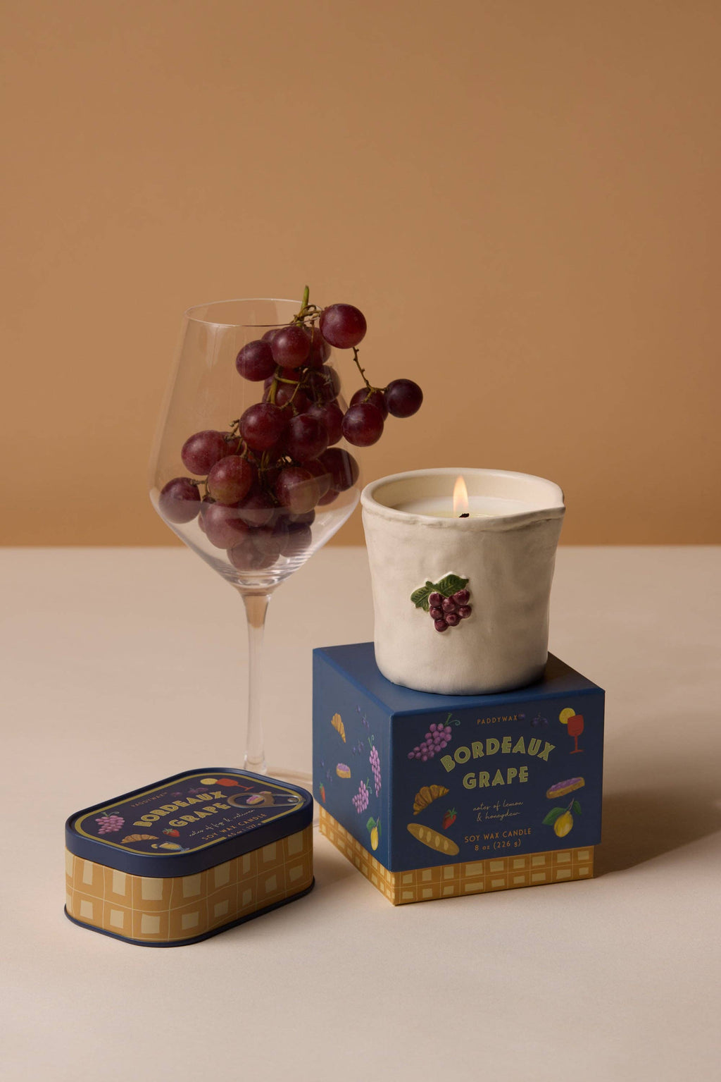 Paddywax Bistro 4.5oz/127g Grapes Printed Tin Candle - Bordeaux Grape