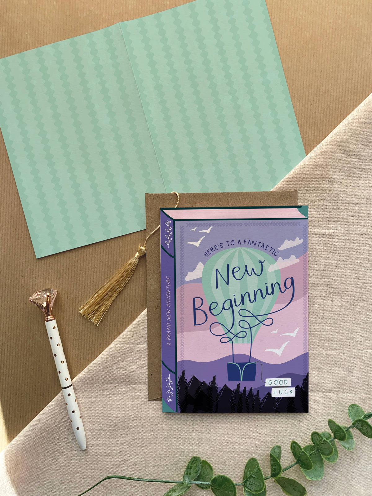 A New Beginning – Luxury Book Good Luck New Job Card
