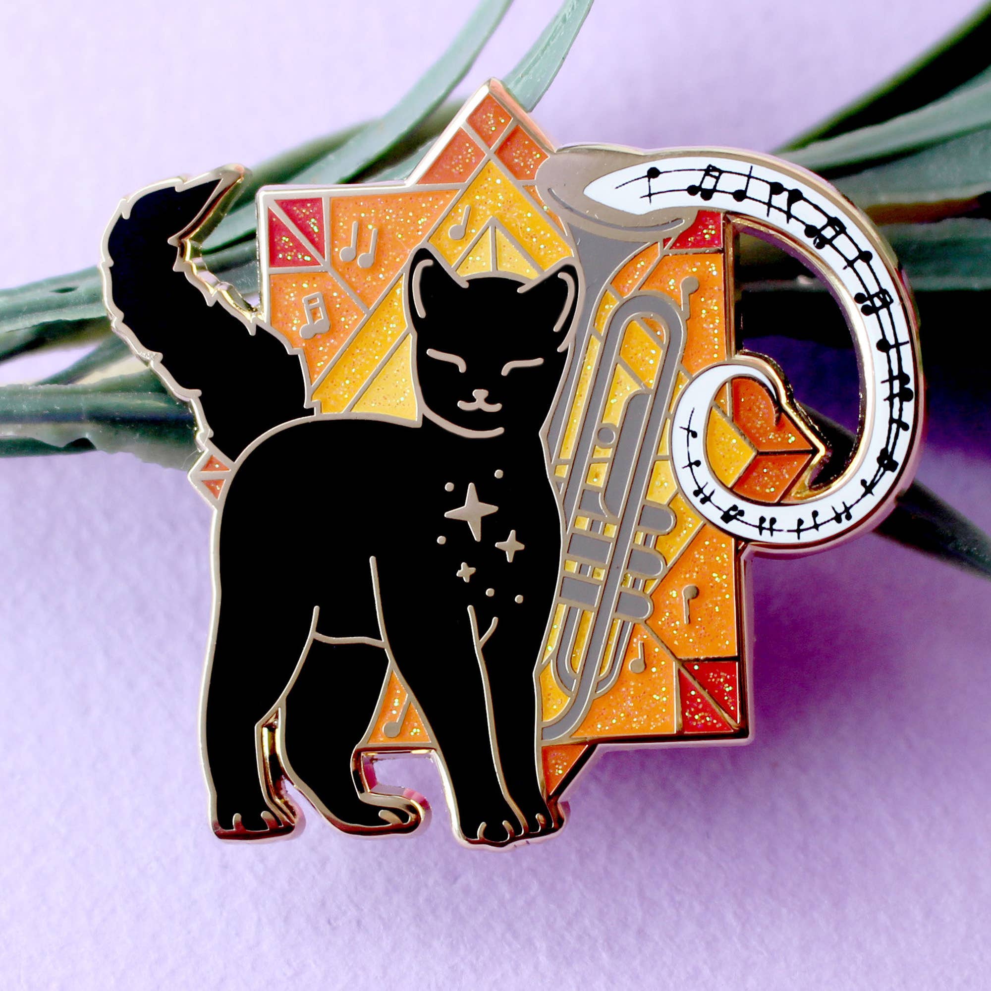 Glitter Punk - Music Cat Enamel Pin