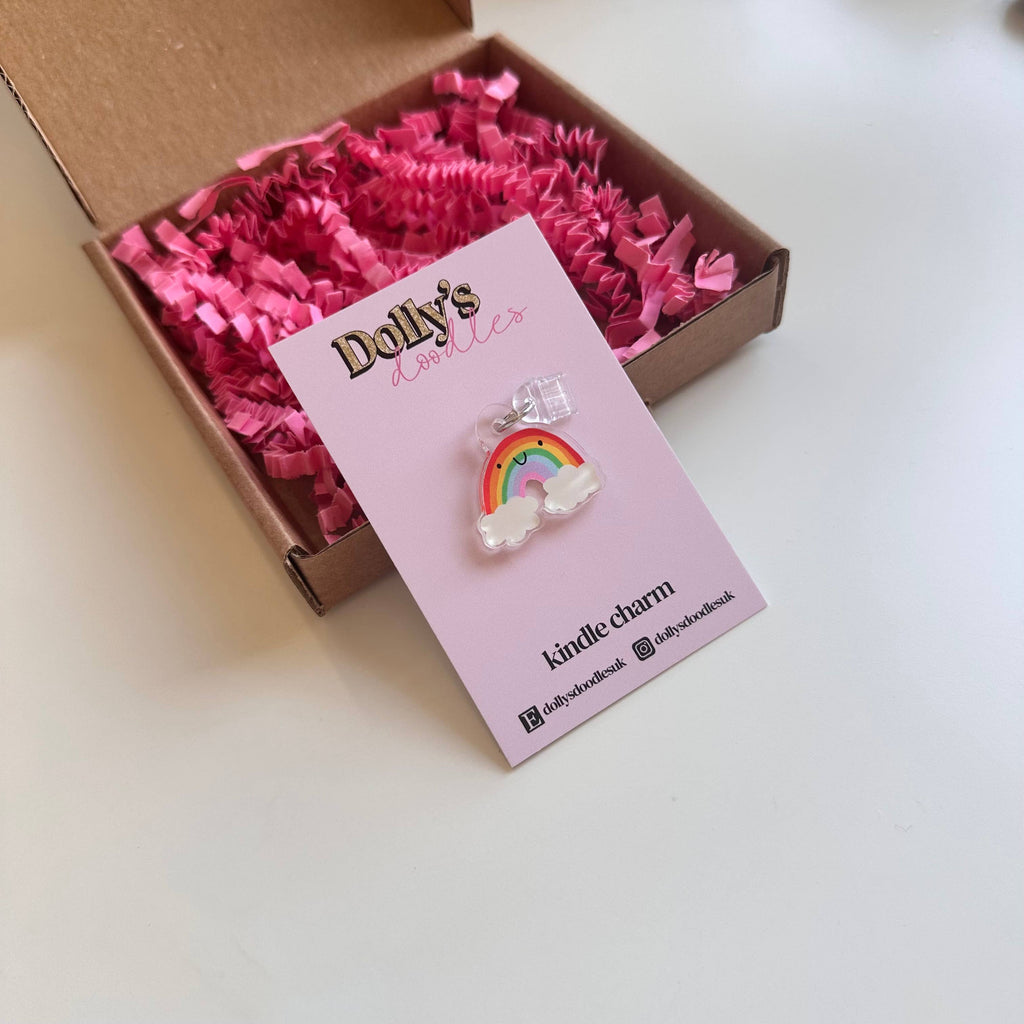 Dolly's Doodles - Smiley Rainbow Book Club Kindle Charm