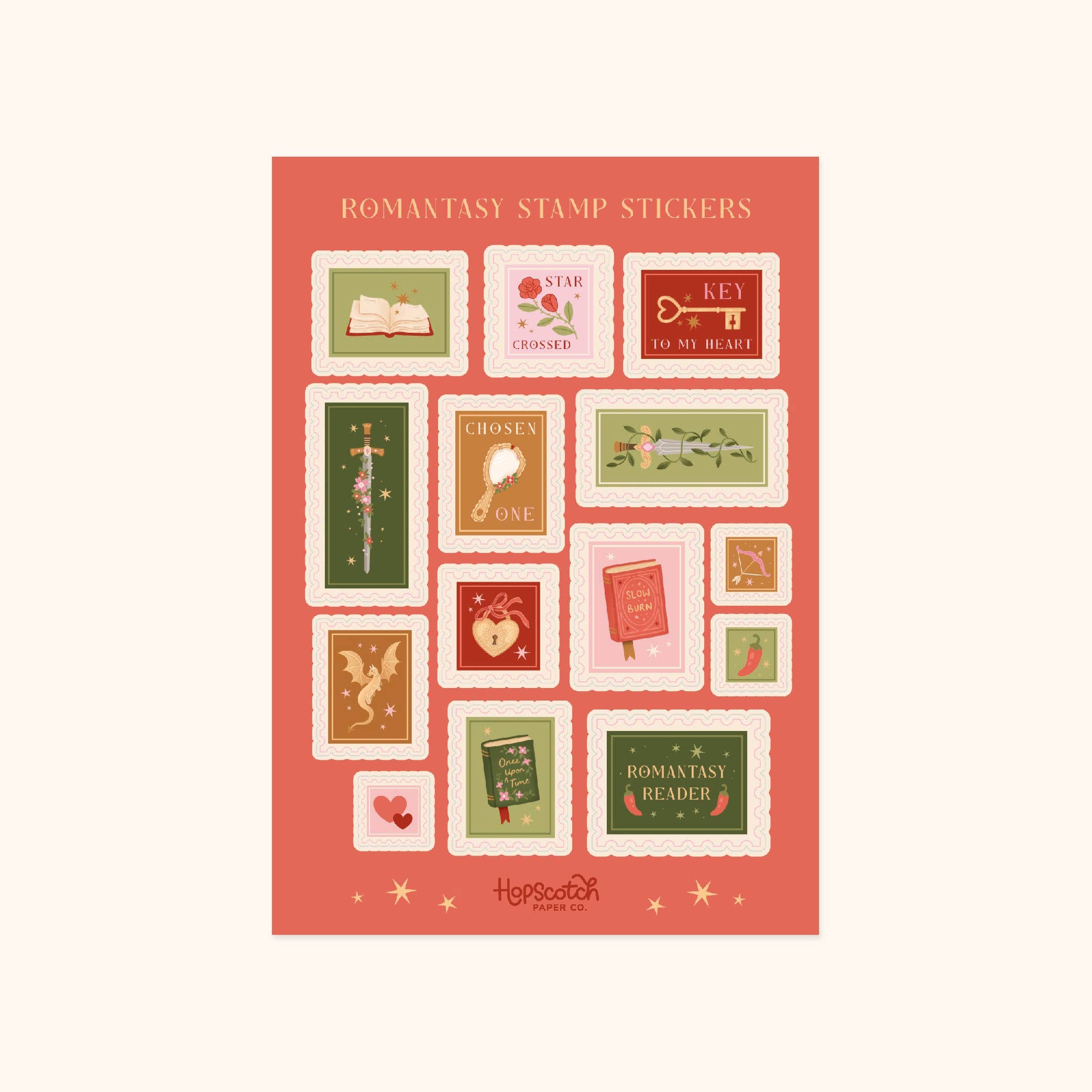 Hopscotch Paper Co. - Romantasy Stamps Sticker Sheet