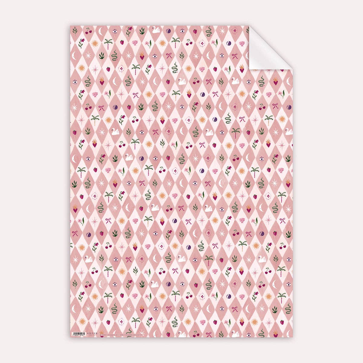 Blush Harlequin Gift Wrap | Feminine Wrapping Paper Sheets