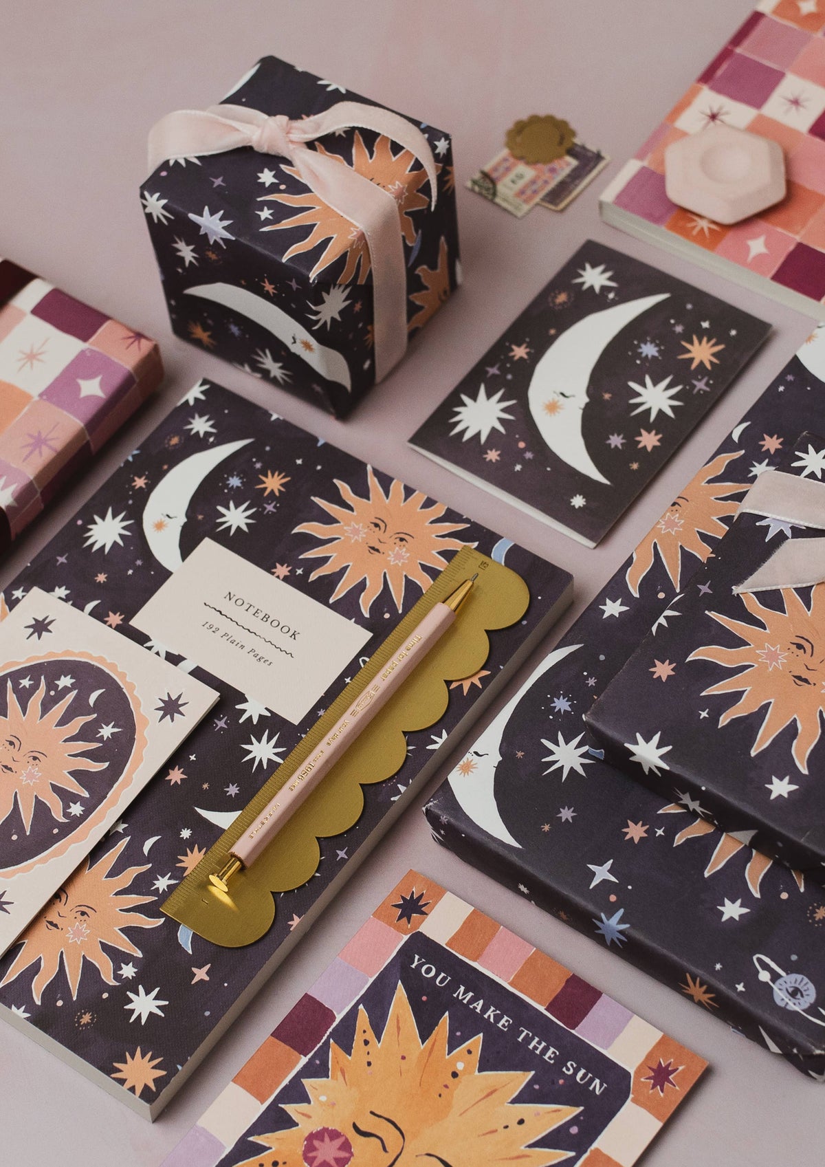 Sun and Moon Gift Wrap | Sun Print Wrapping Paper Sheet