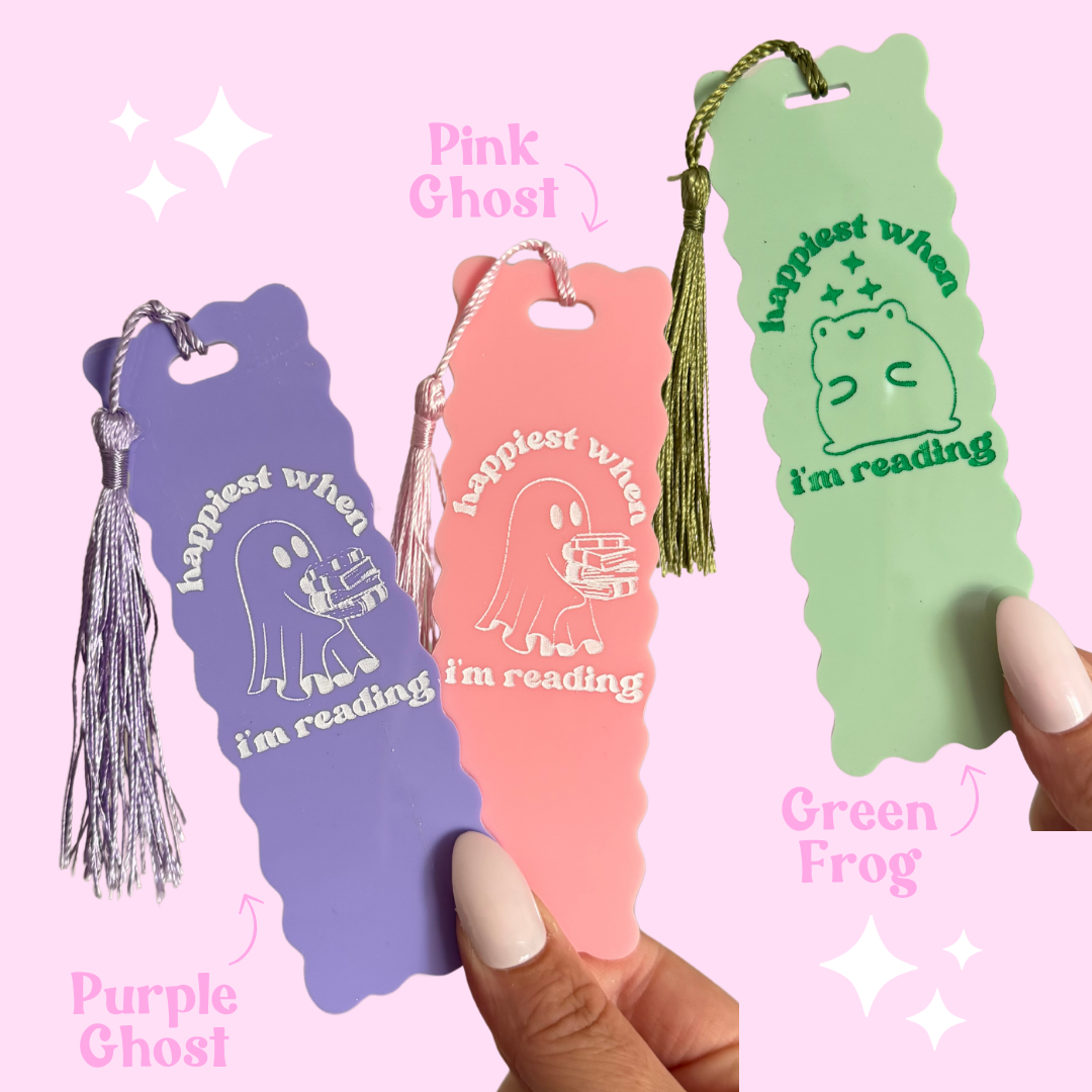 Happiest When Reading Book Mark (Quirky, Funky, Kawaii,Y2K)