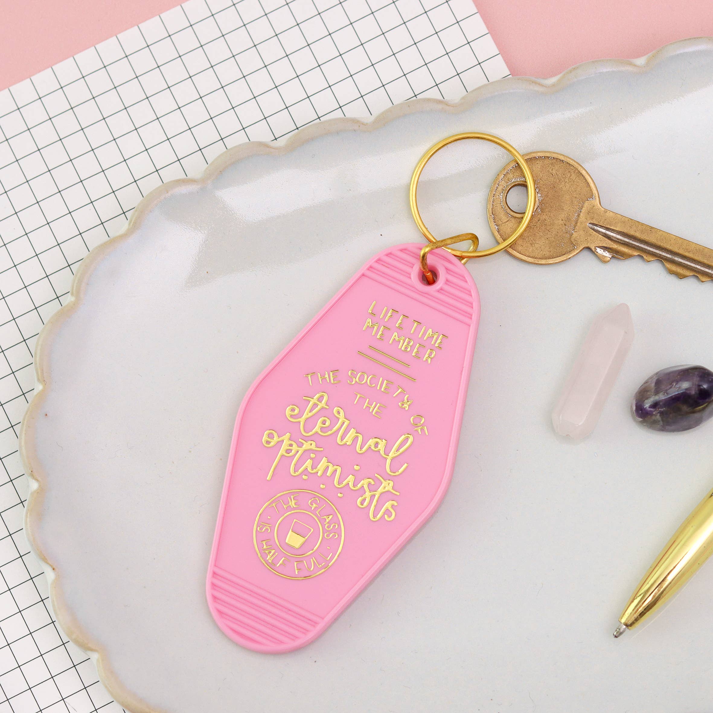 Laura Oh - the society of the eternal pessimists (pink) keyring