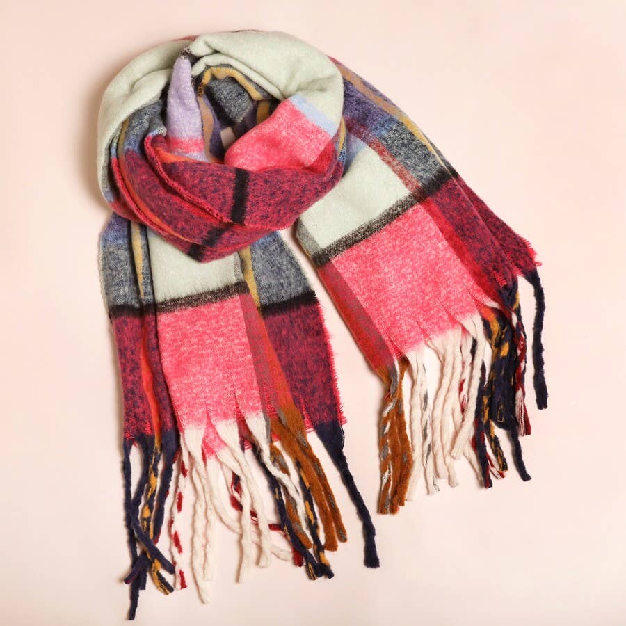 Red Tartan Wide Scarf