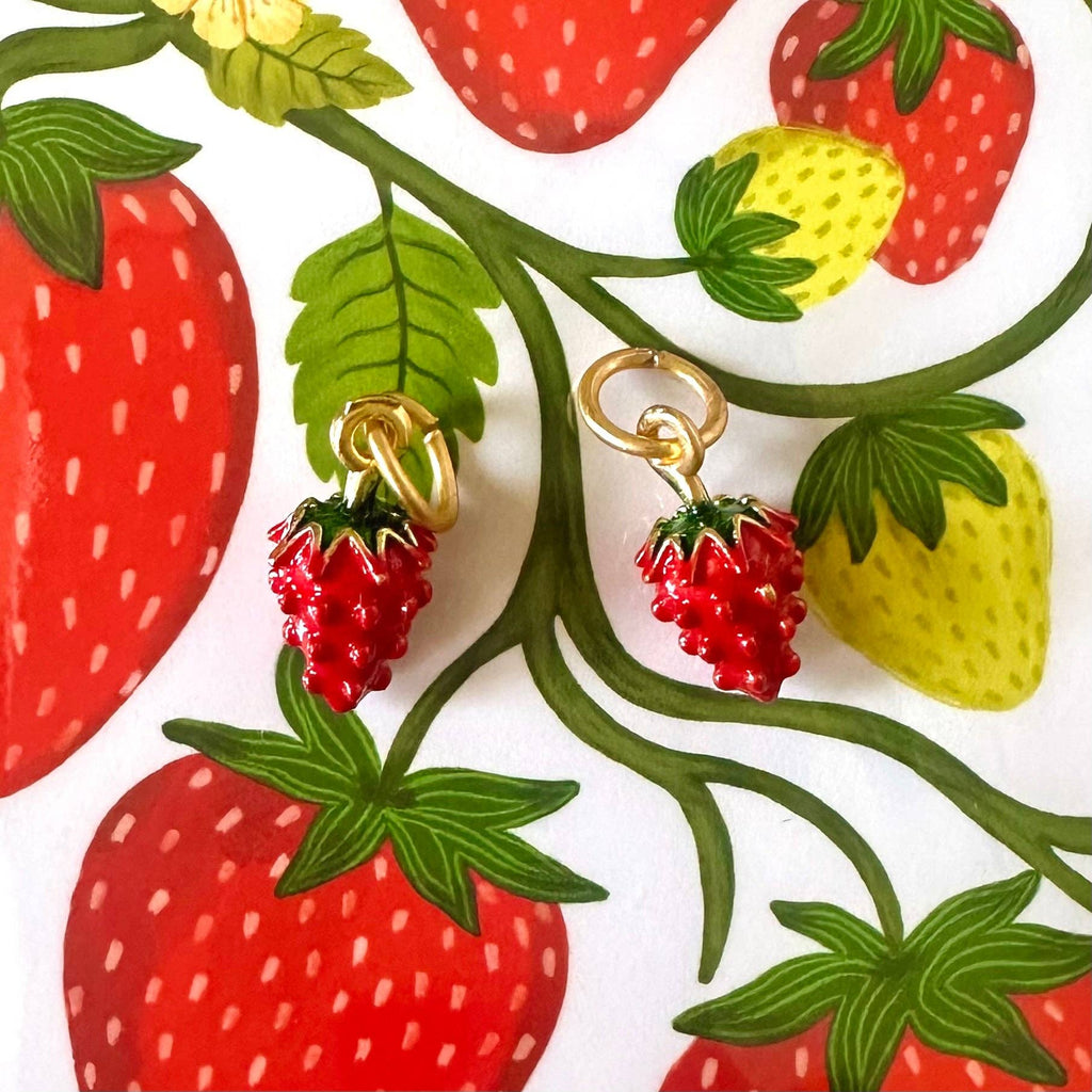 Strawberry 🍓 Detachable  Enamel Charm Hoop Earrings