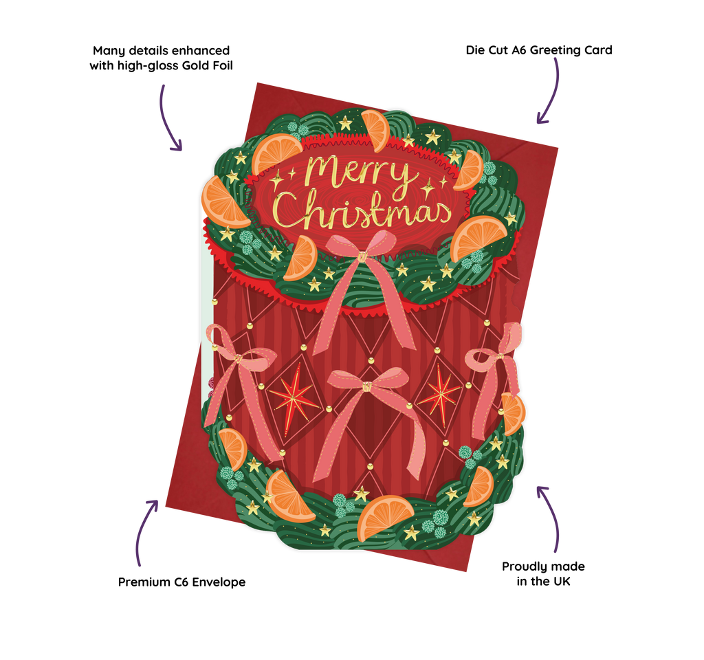Merry Christmas - Cake Shaped Christmas Card