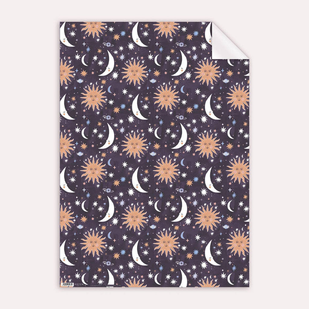 Sun and Moon Gift Wrap | Sun Print Wrapping Paper Sheet