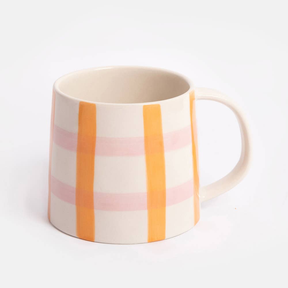 Caroline Gardner - Orange/Pink Check Large Mug