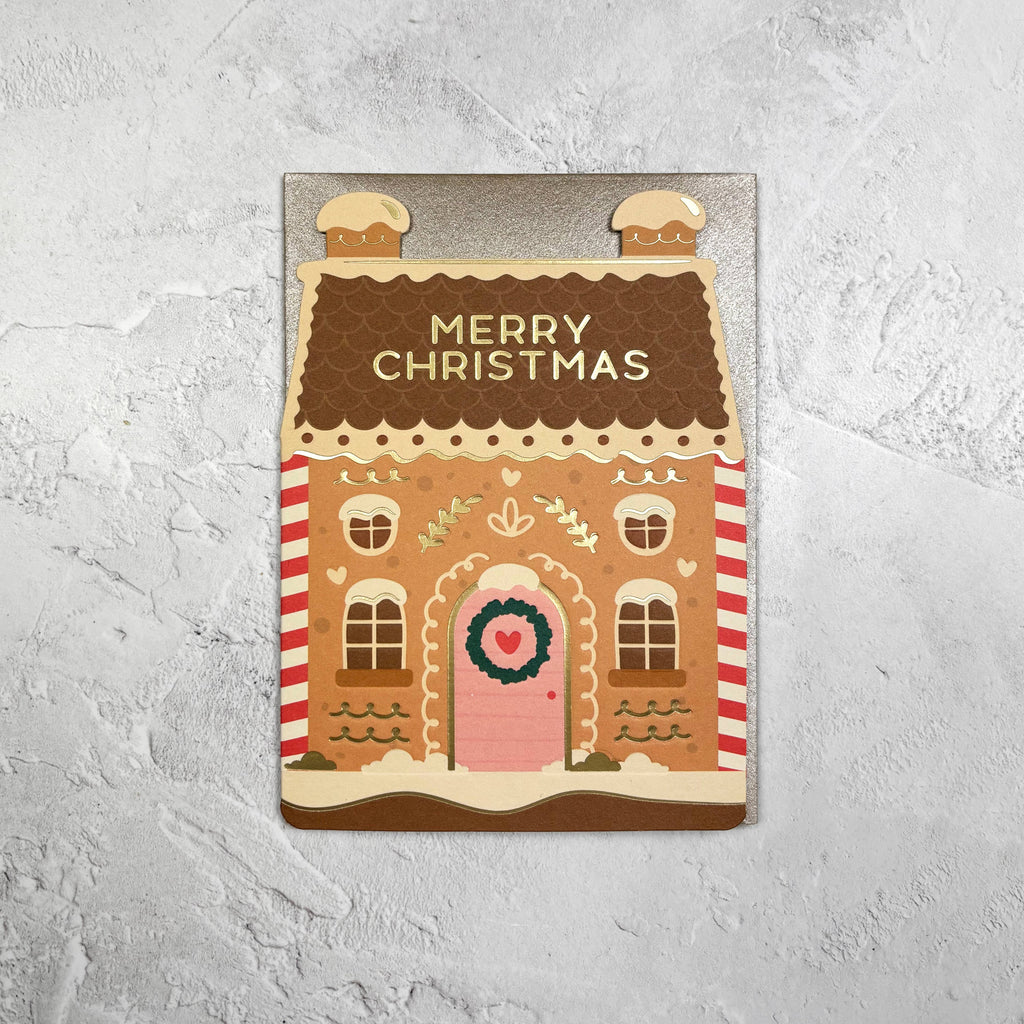 Gingerbread House Die Cut Christmas Card