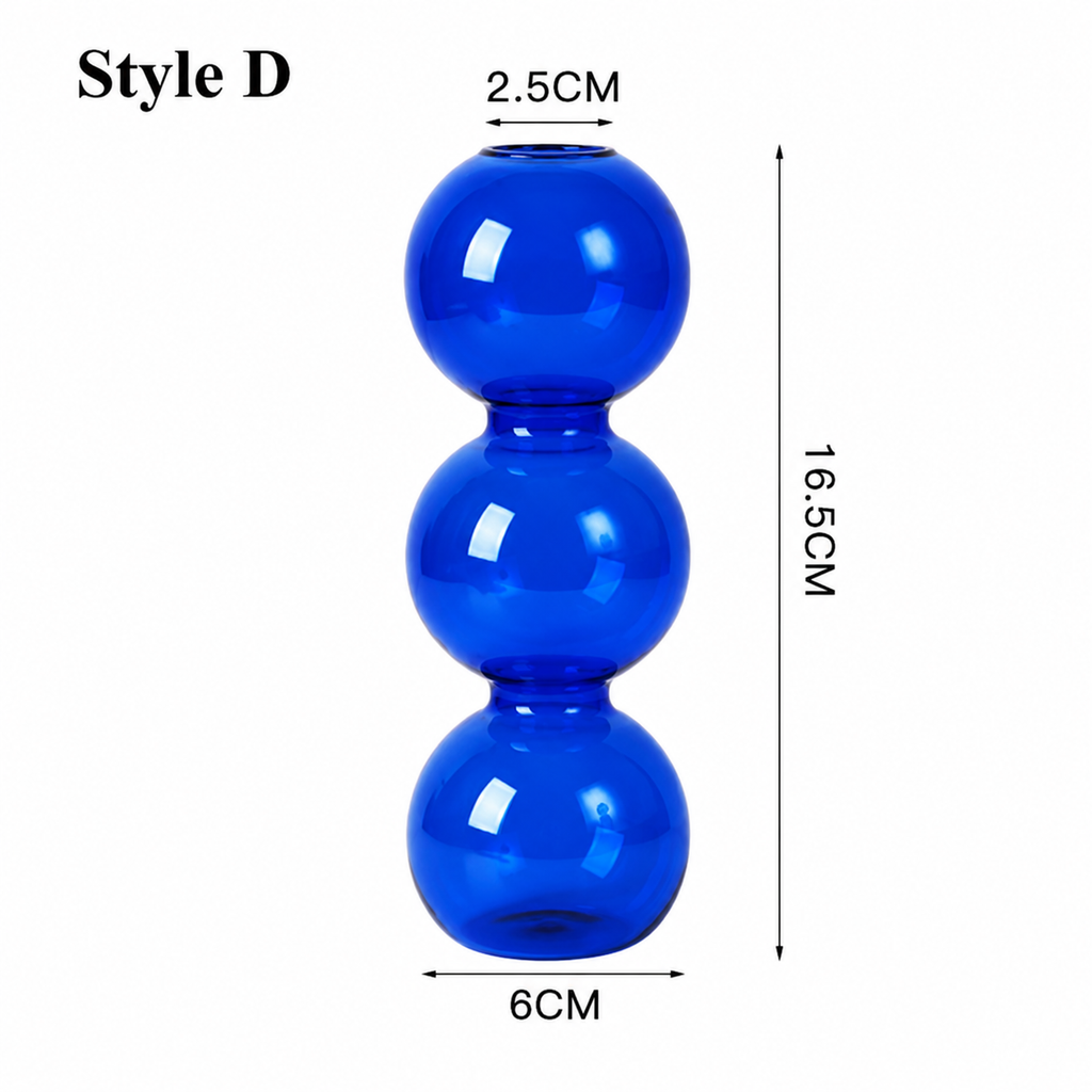 Blue Glass Candlestick Holder / Vase - Modern Candle Stand