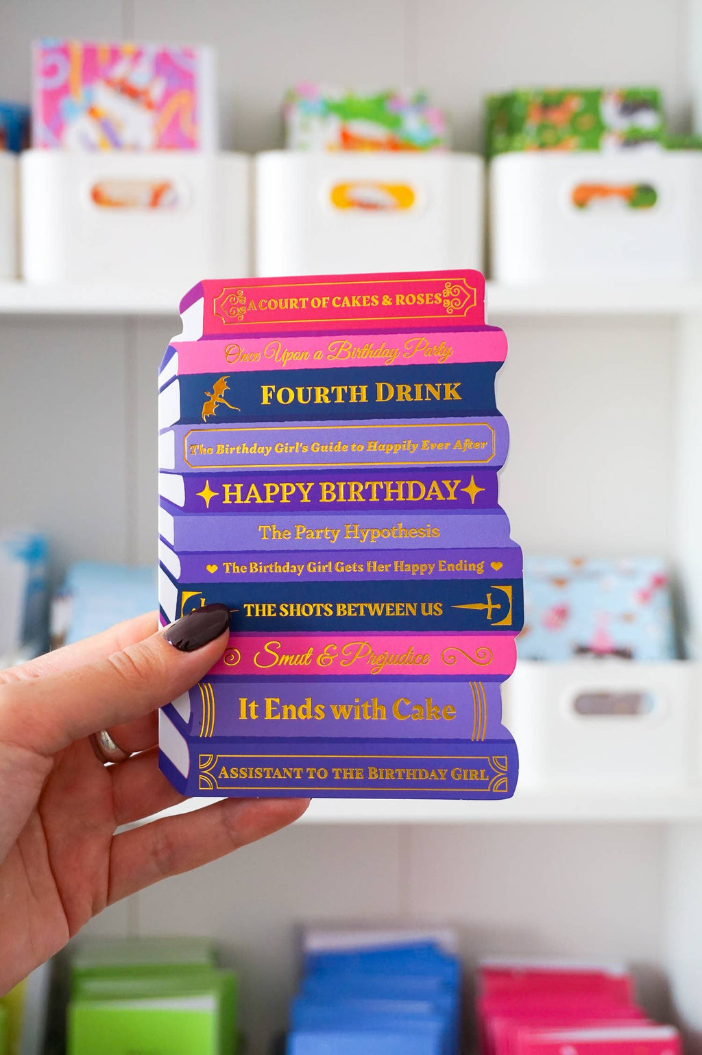 Purple Romantasy Books - Gold Foil Birthday Card