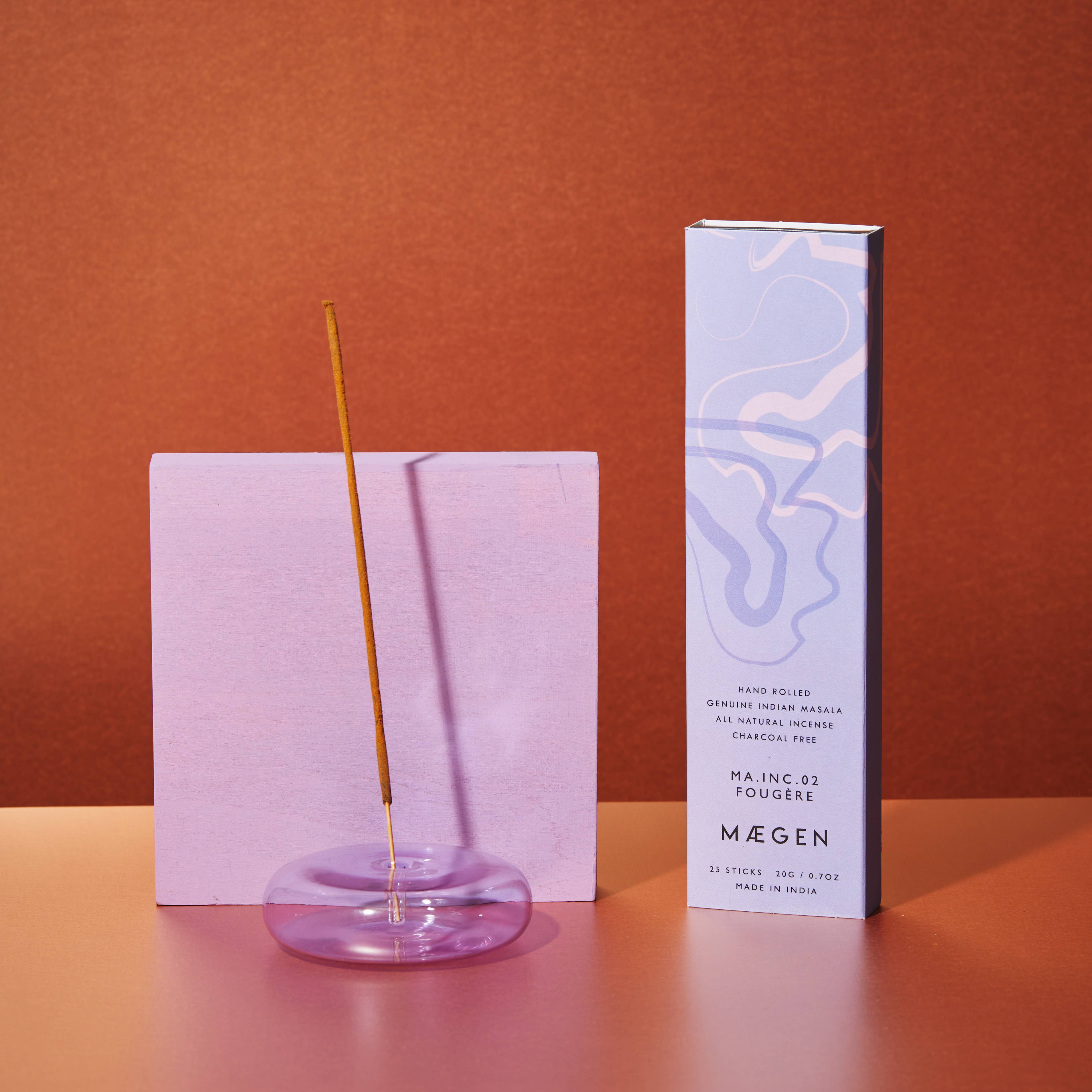 MÆGEN - Hand Blown Glass Incense Holder Lavender