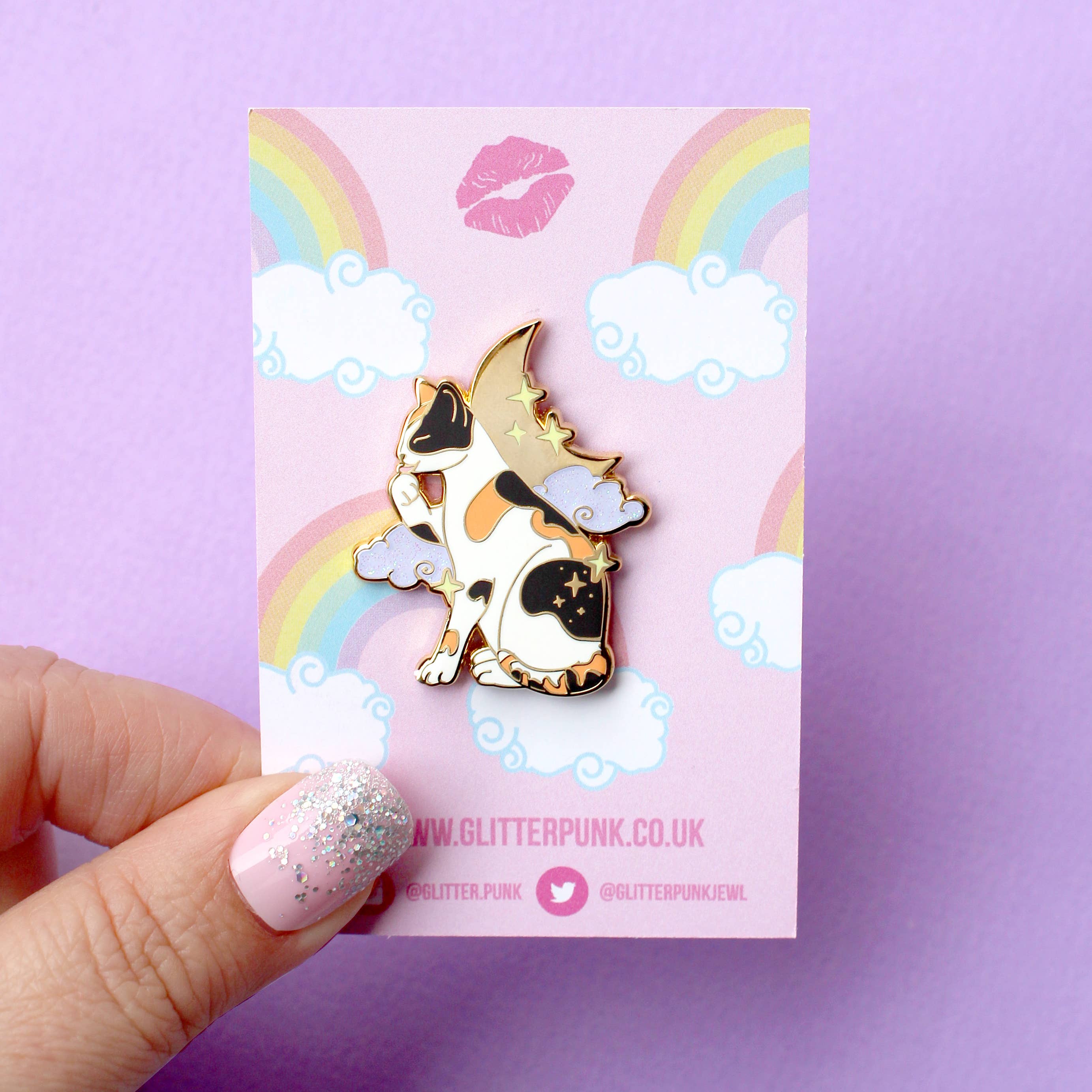 Glitter Punk - Calico Cat Enamel Pin