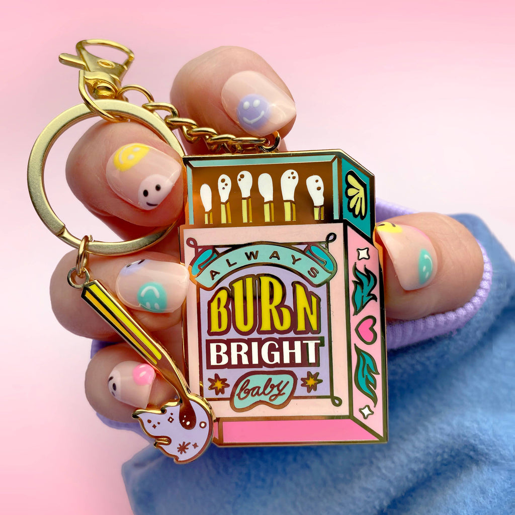 Burn Bright Matchbox Purse Charm Keychain