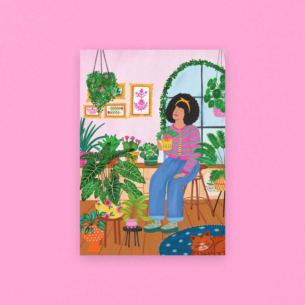 Cozy Coffee & Plants Giclée Art Print