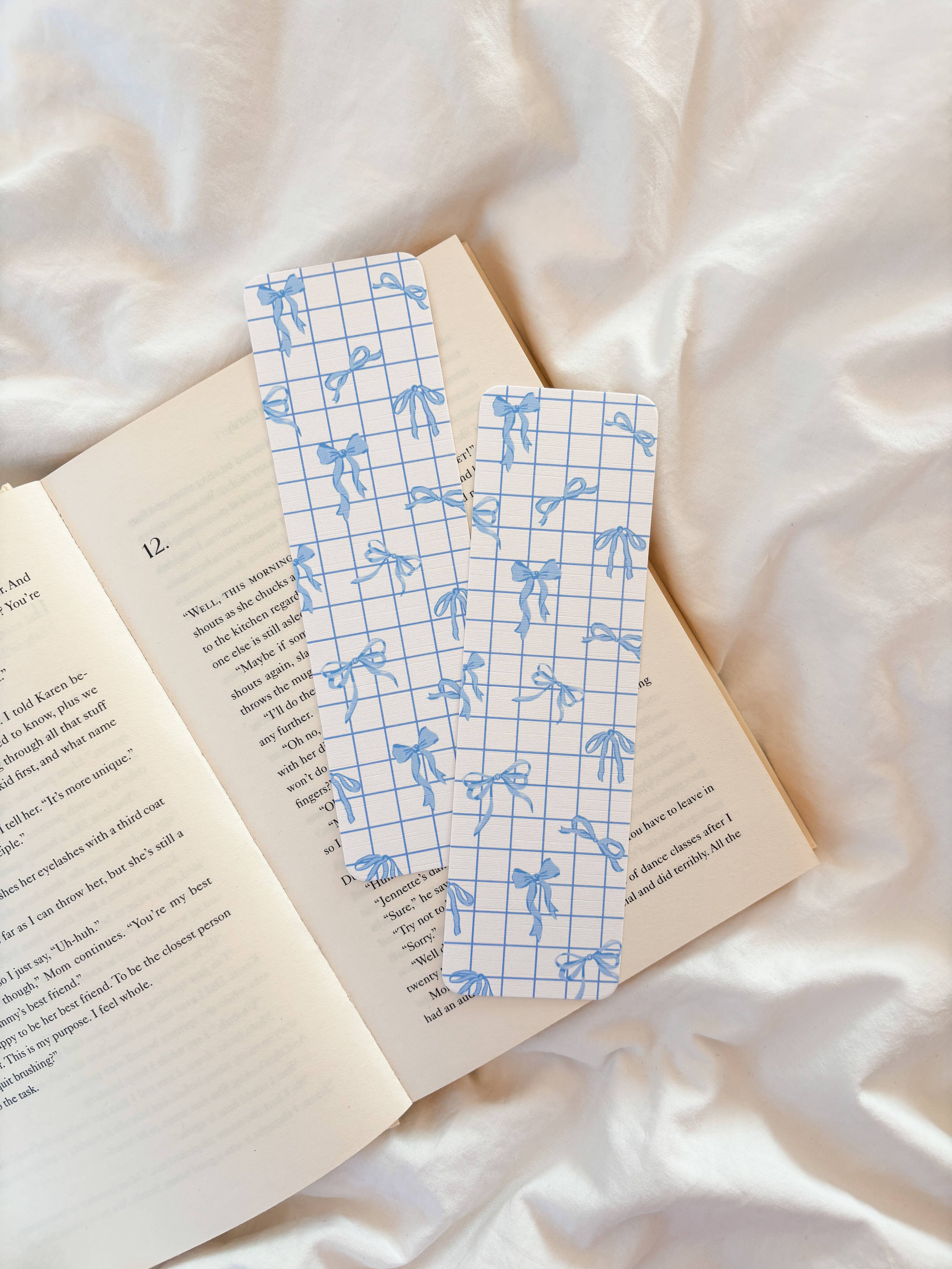 Sweet Blue Coquette Bows Bookmark