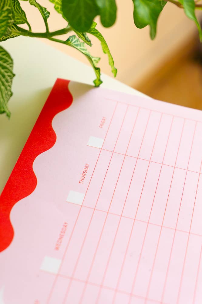 A4 Weekly planner pad with tasks, goals, events, and notes