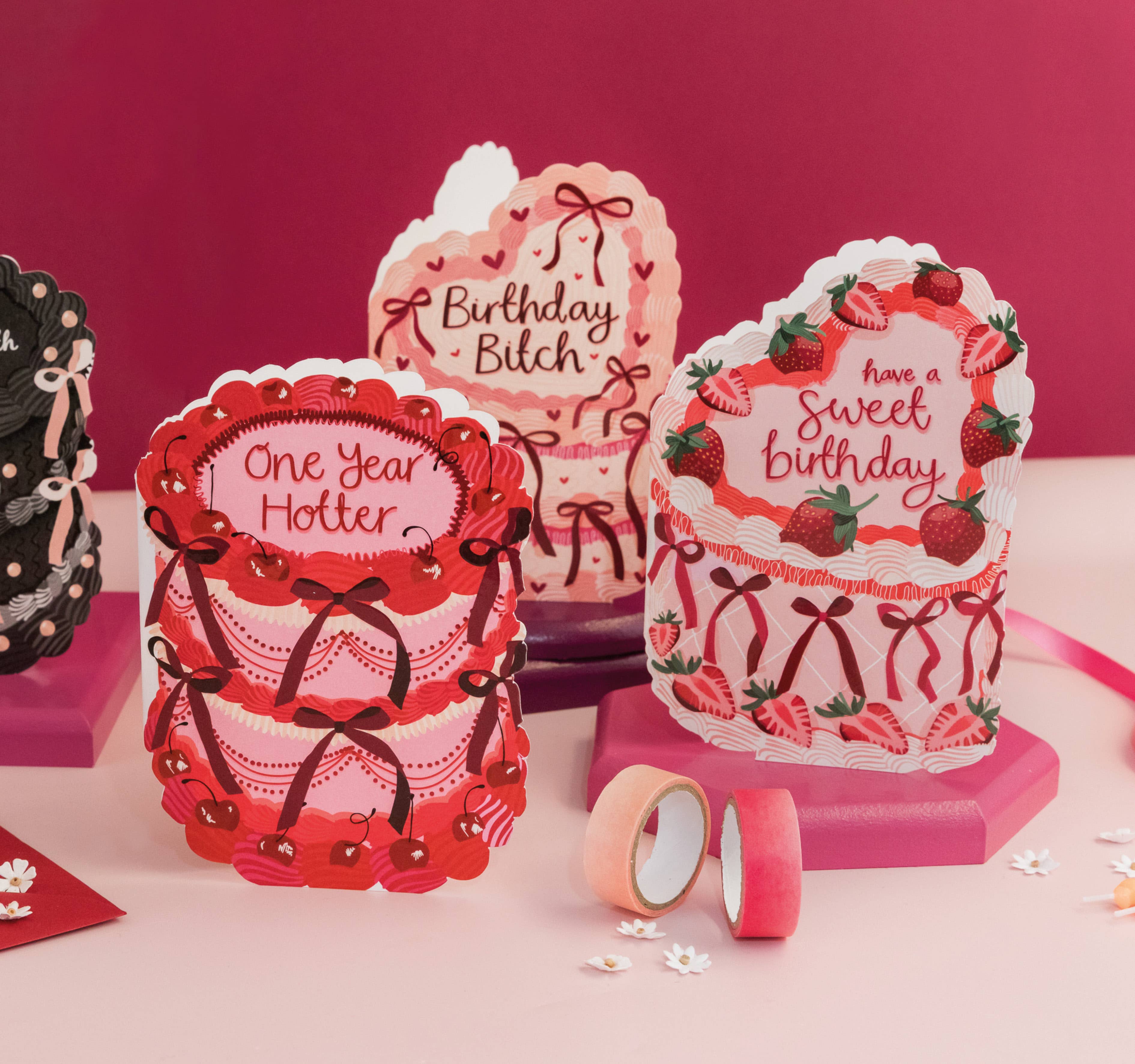 One Year Hotter - Birthday Cake Shaped Greeting Card