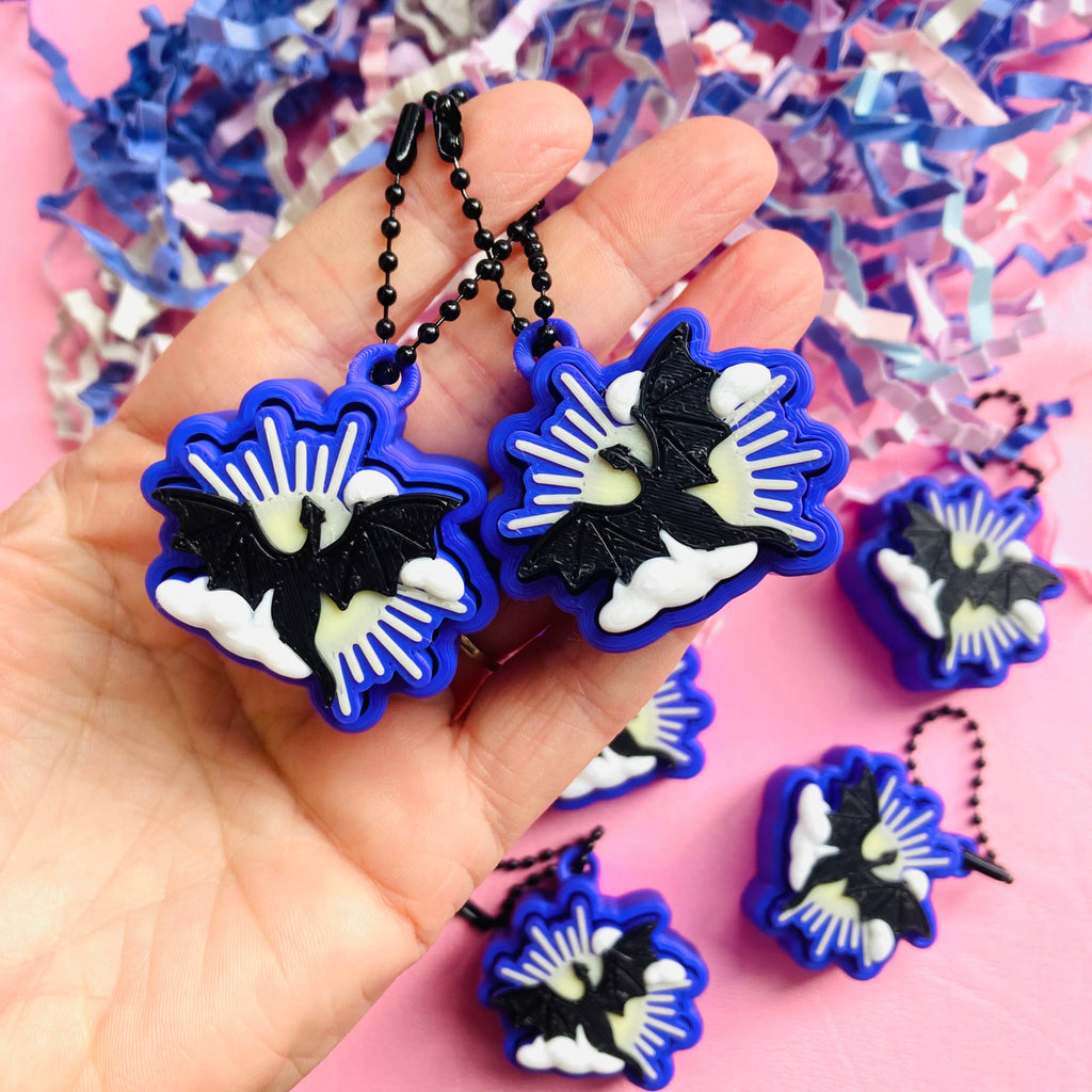 3D Printed Purple Fantasy Dragon Fidget Clicker Keychain