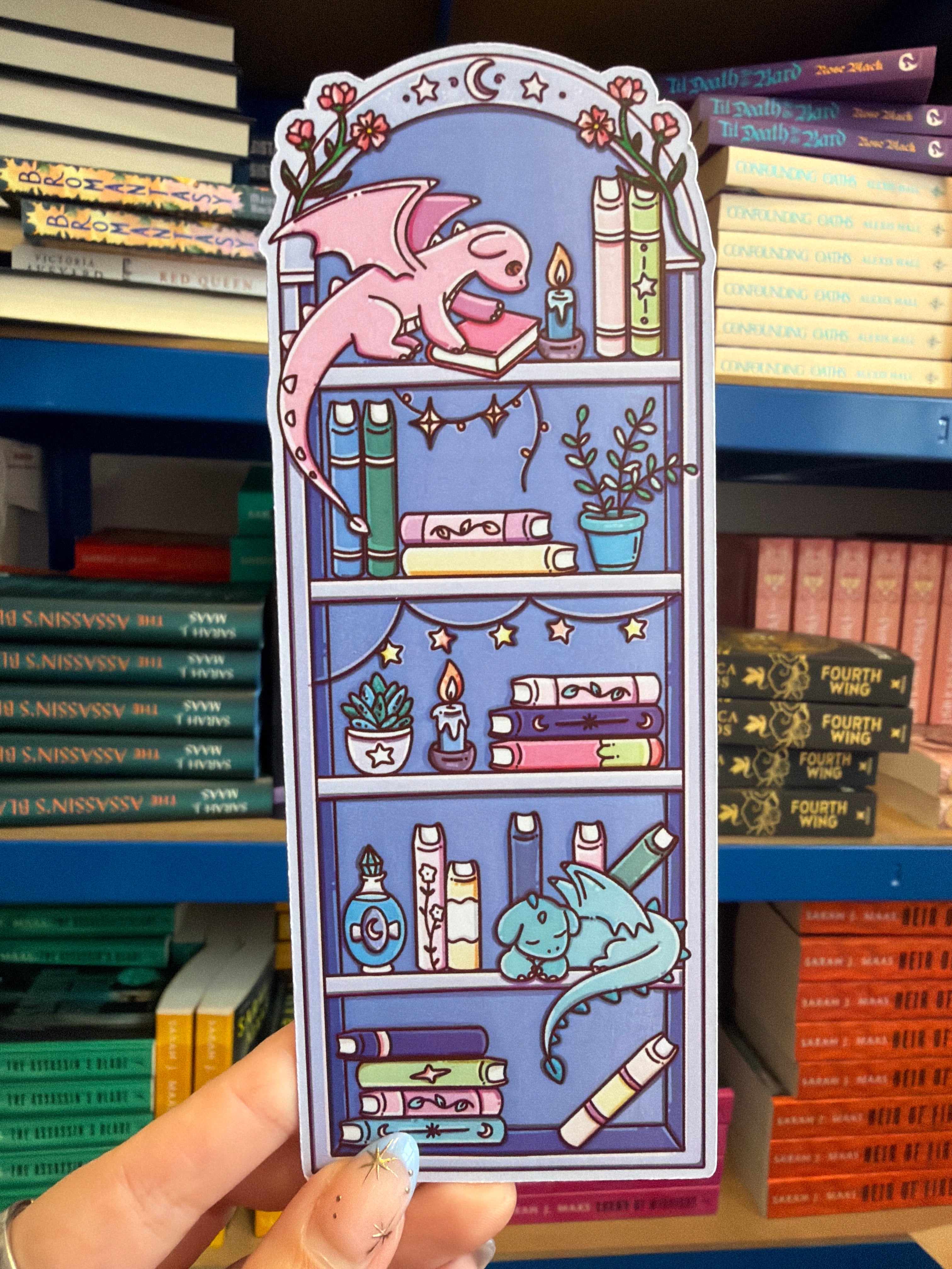 Fantasy bookshelf bookshelves bookmark, bookish merch, gift for book lover