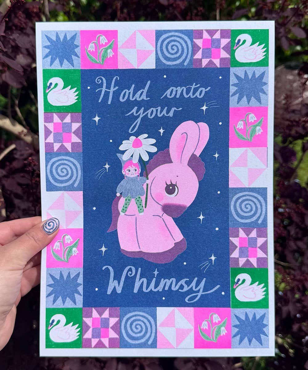 Hold Onto Your Whimsy A4 Risograph Print