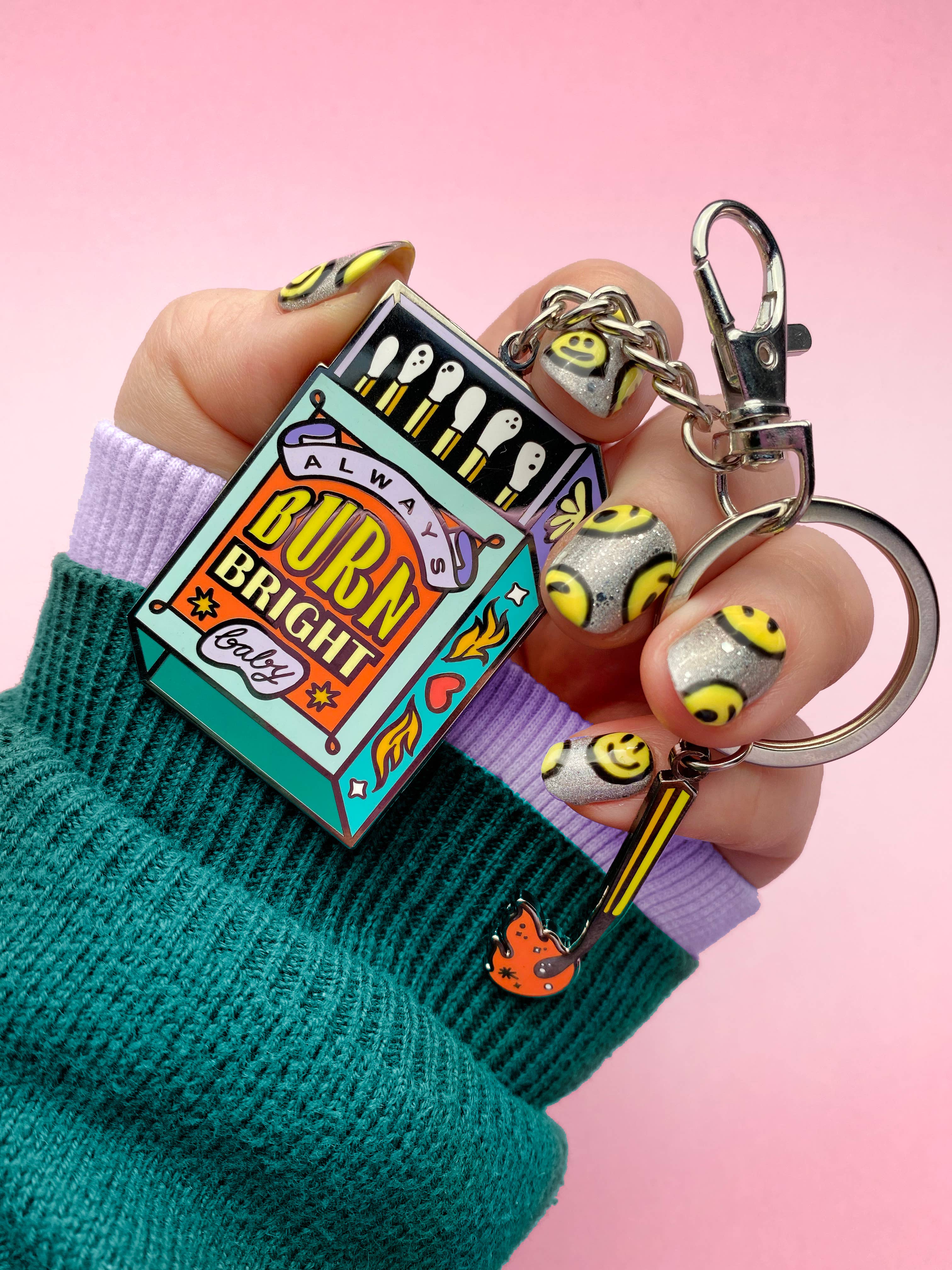 Burn Bright Matchbox Purse Charm Keychain