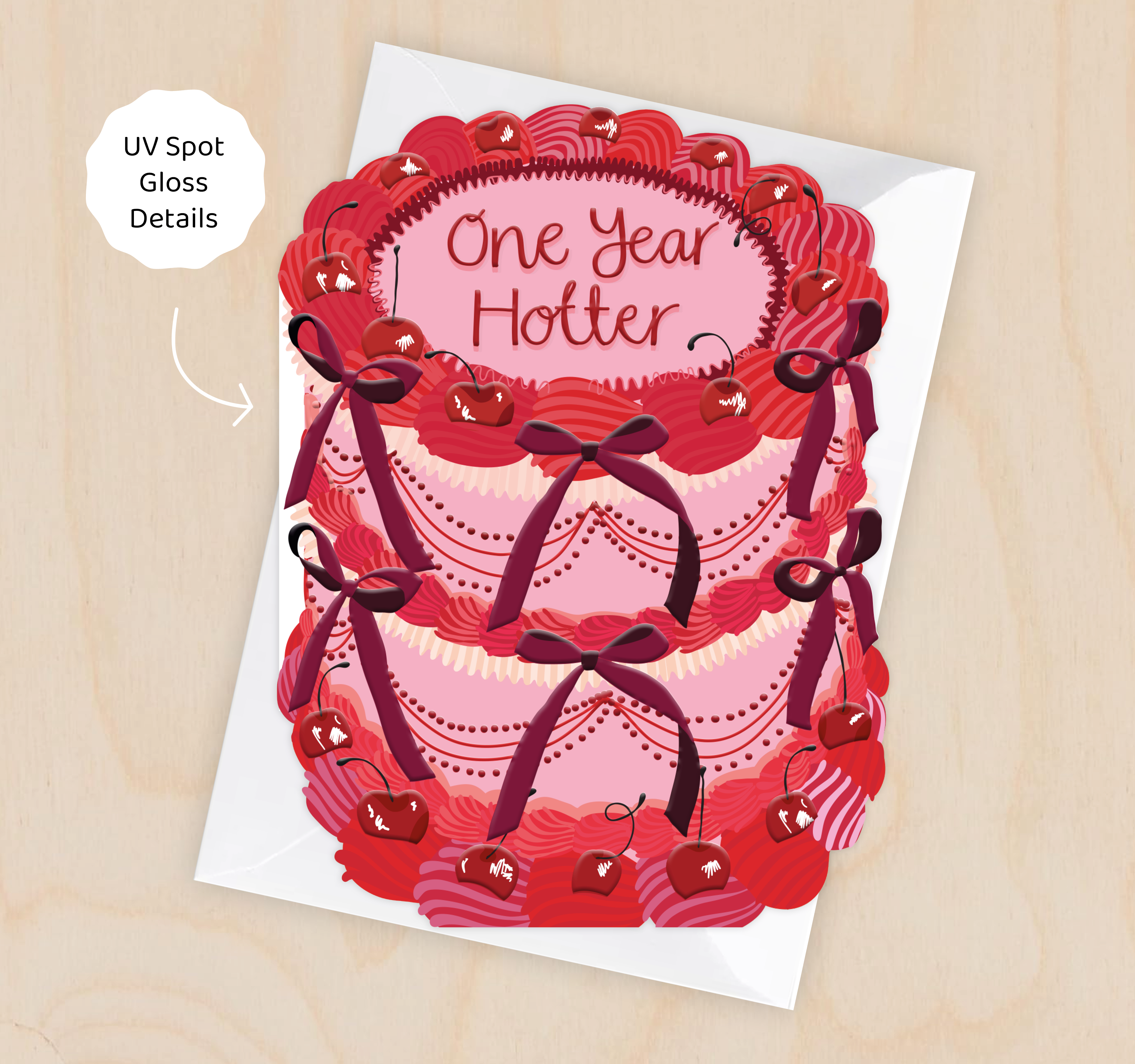 One Year Hotter - Birthday Cake Shaped Greeting Card