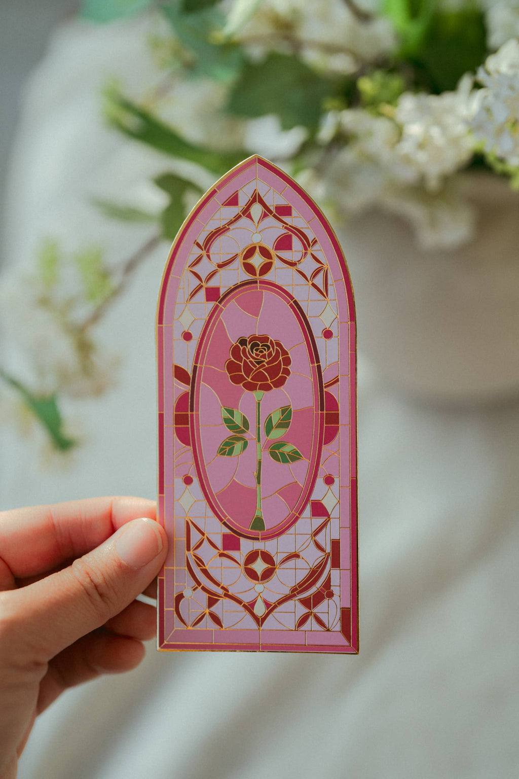 The Bookish Atelier - Stained Glass Rose Bookmark