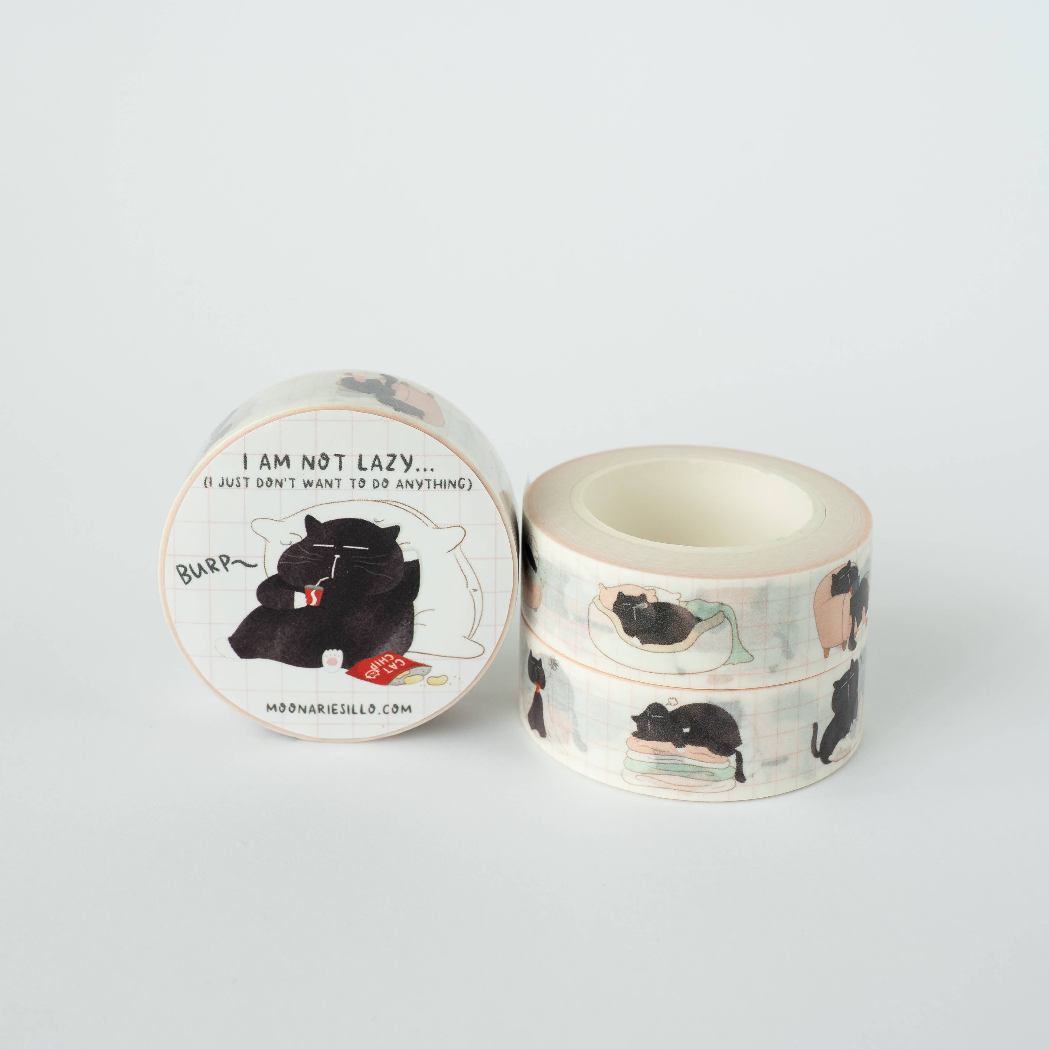 I am not lazy... funny black cat washi tape