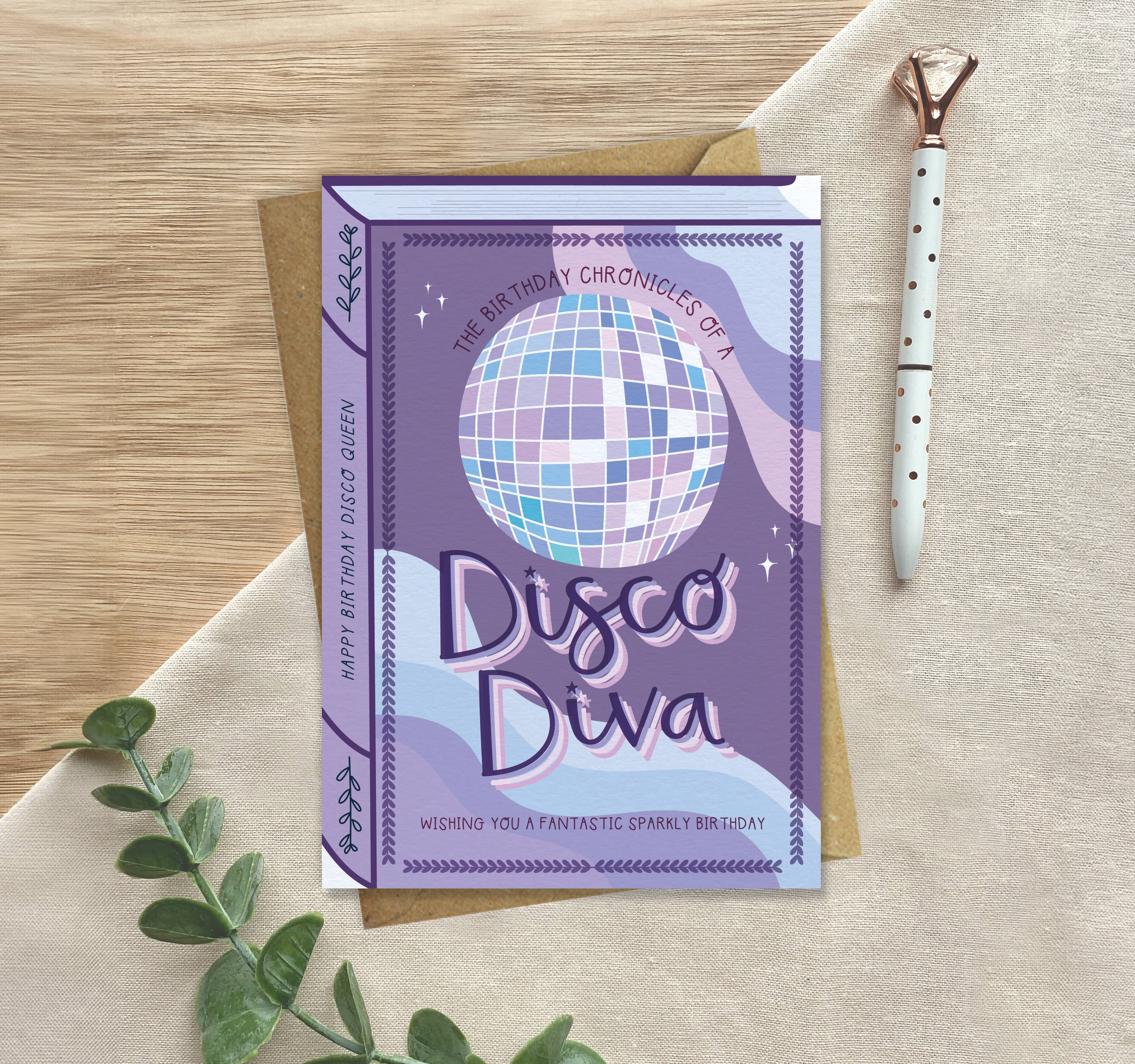 Disco Diva Disco Ball – Luxury Book Birthday Card