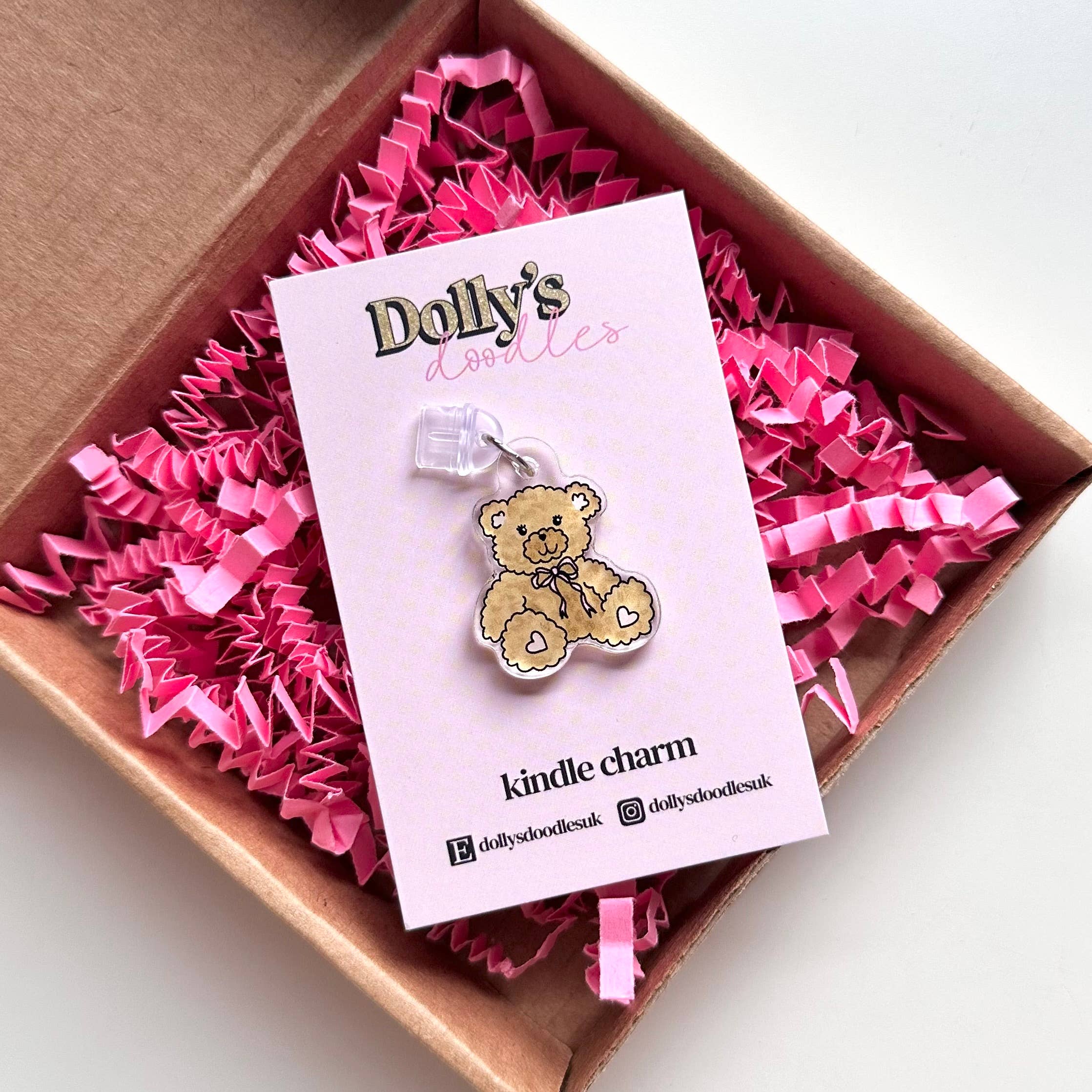 Kindle Charm - Teddy Cute Coquette Book Club Reading Gift