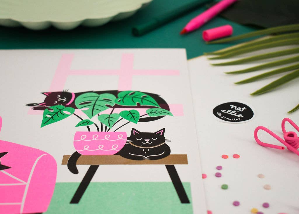 Nat ElIis Illustration - Sleepy Sunday Heavyweight Riso Print
