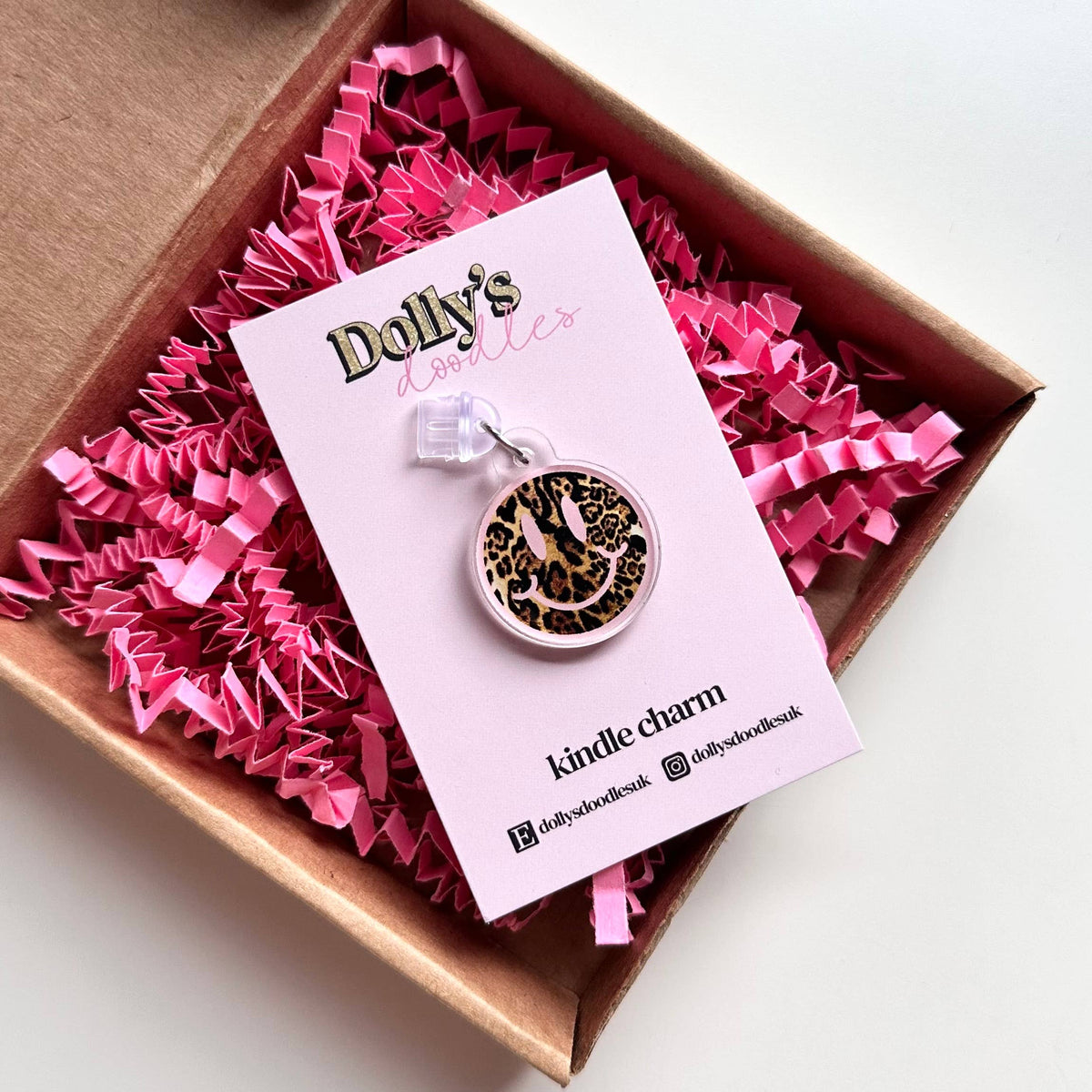 Kindle Charm - Leopard Smiley Face Book Club Reading Gift