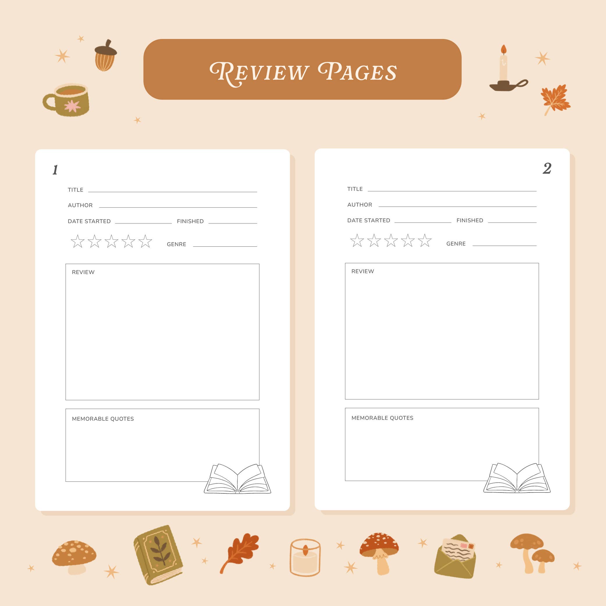 Cosy Season Reading Journal – 50 Book Review Notebook