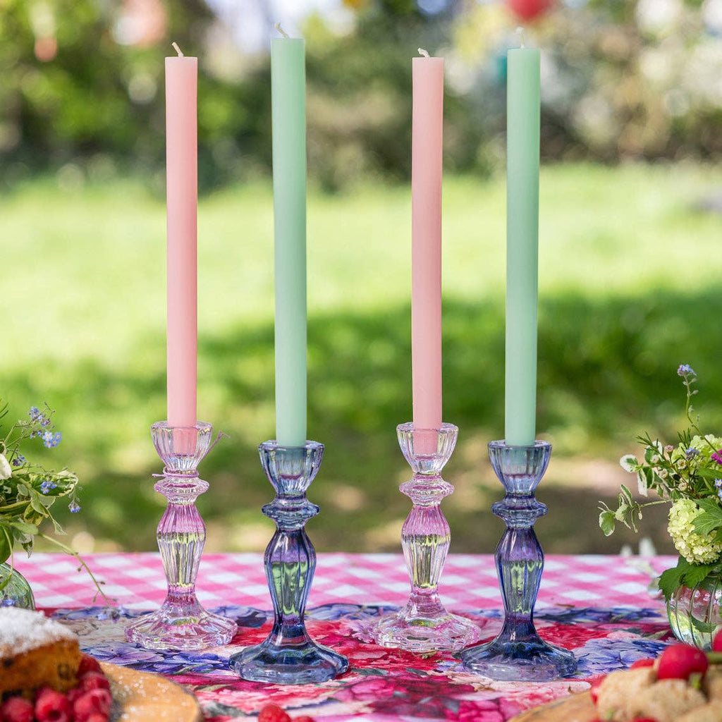 Pink Glass Candle Holder | Summer Picnic Decor |