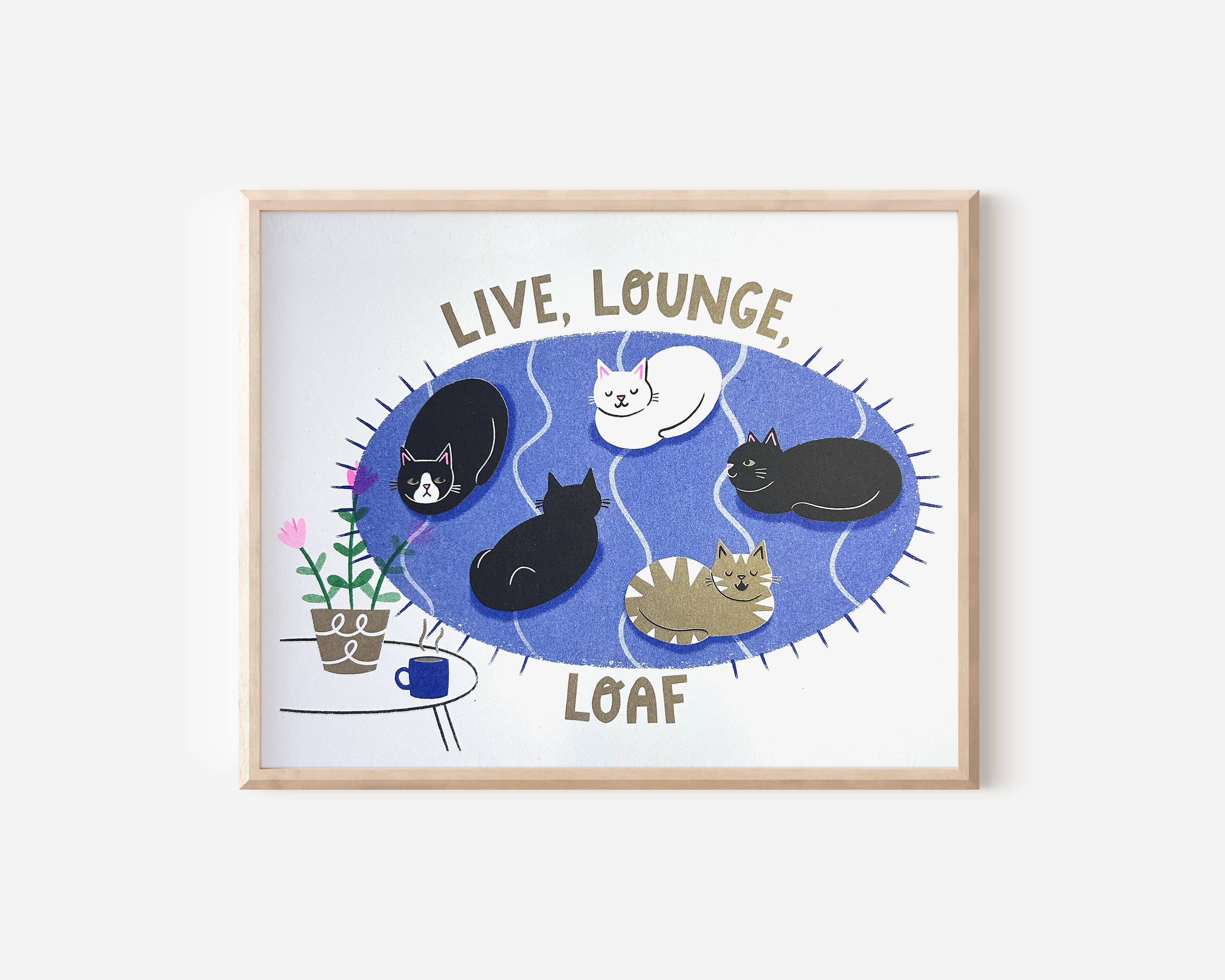 Nat Ellis Illustrations - Live, Lounge, Loaf Heavyweight Riso Print