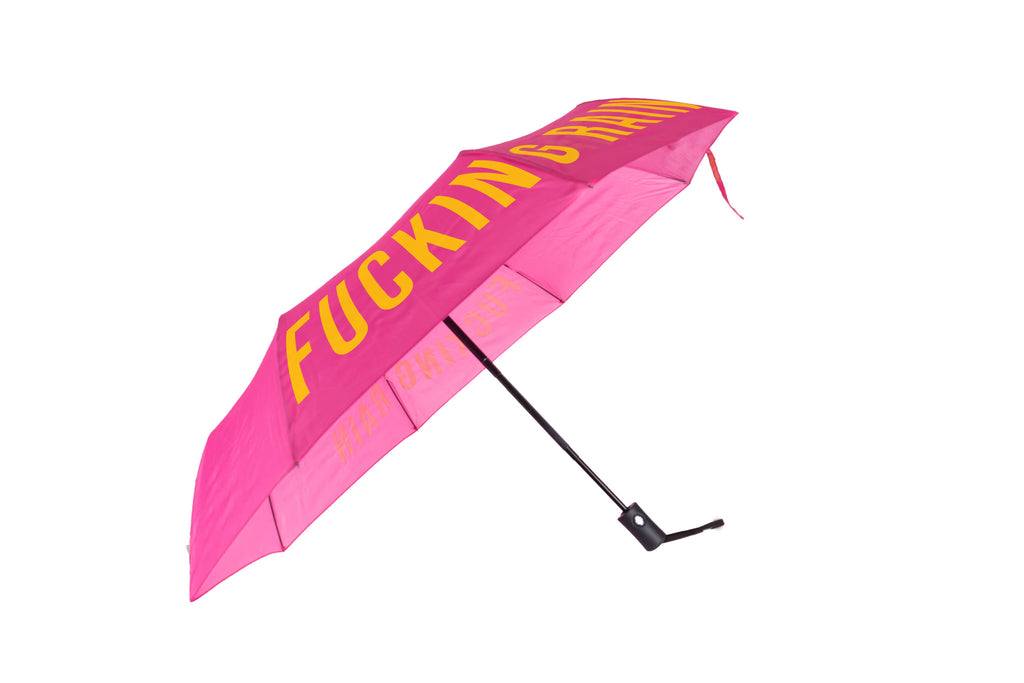 Folding Umbrella "Fucking Rain" Pink