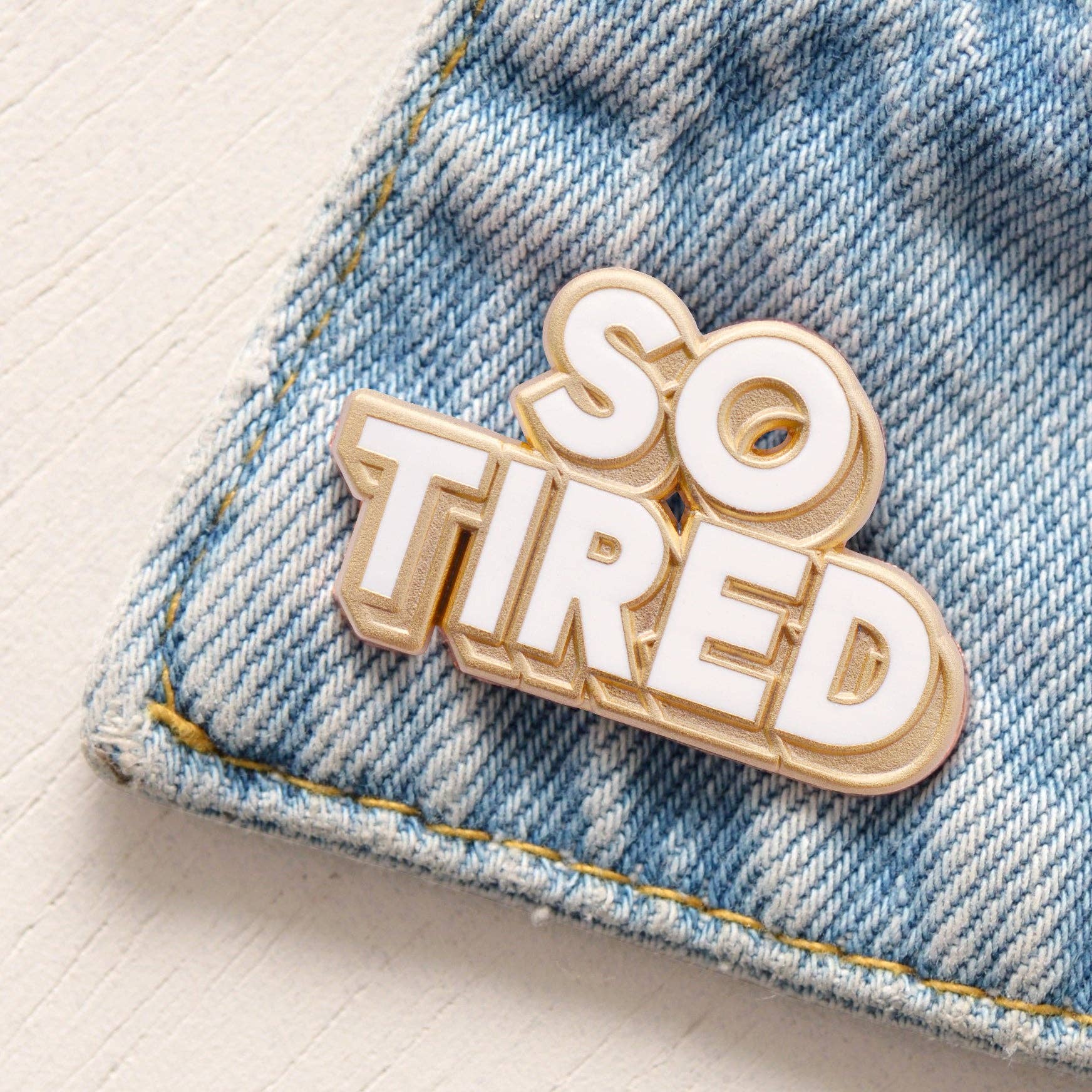 Alphabet Bags - So Tired Enamel Pin