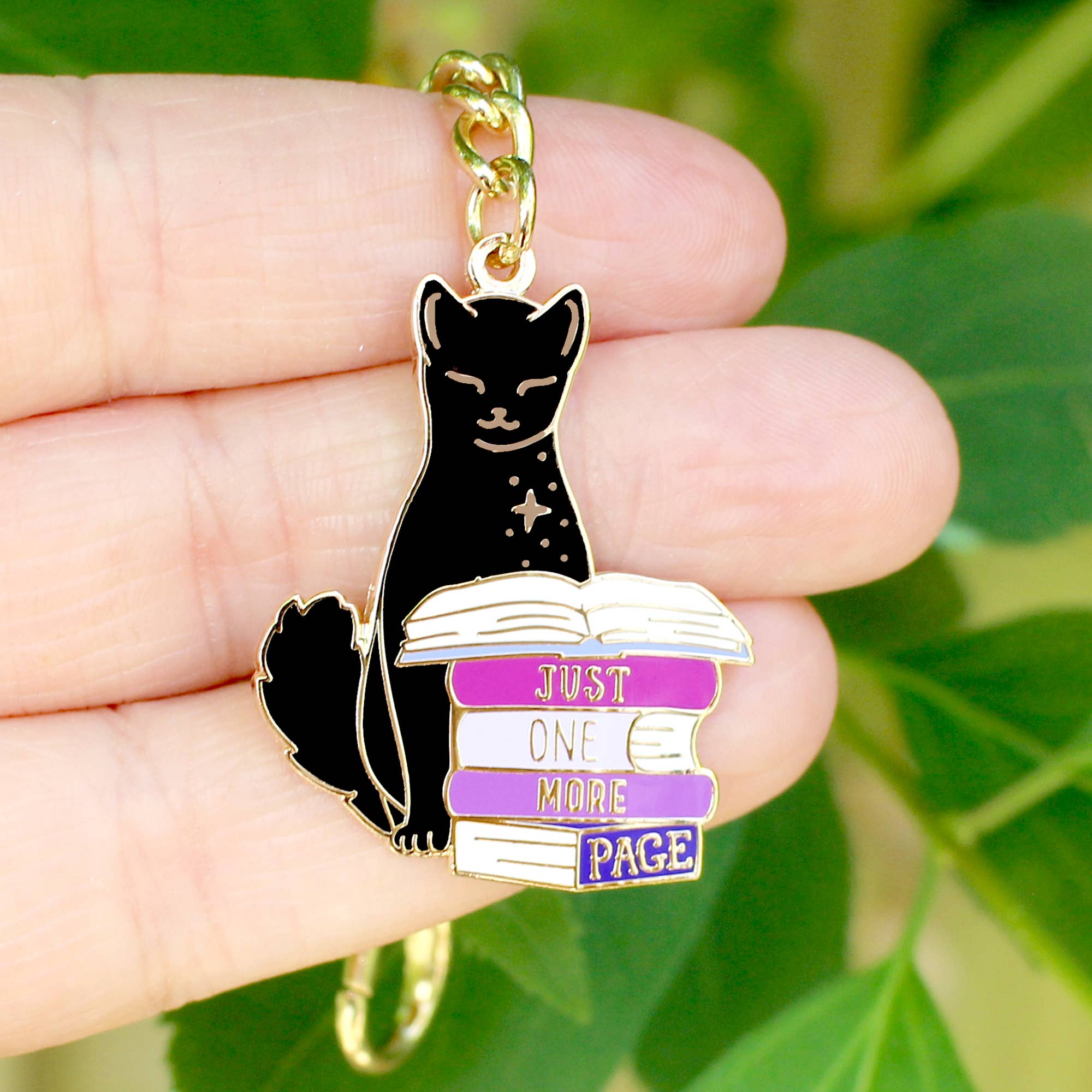 Glitter Punk - Just One More Page cat Key Chain