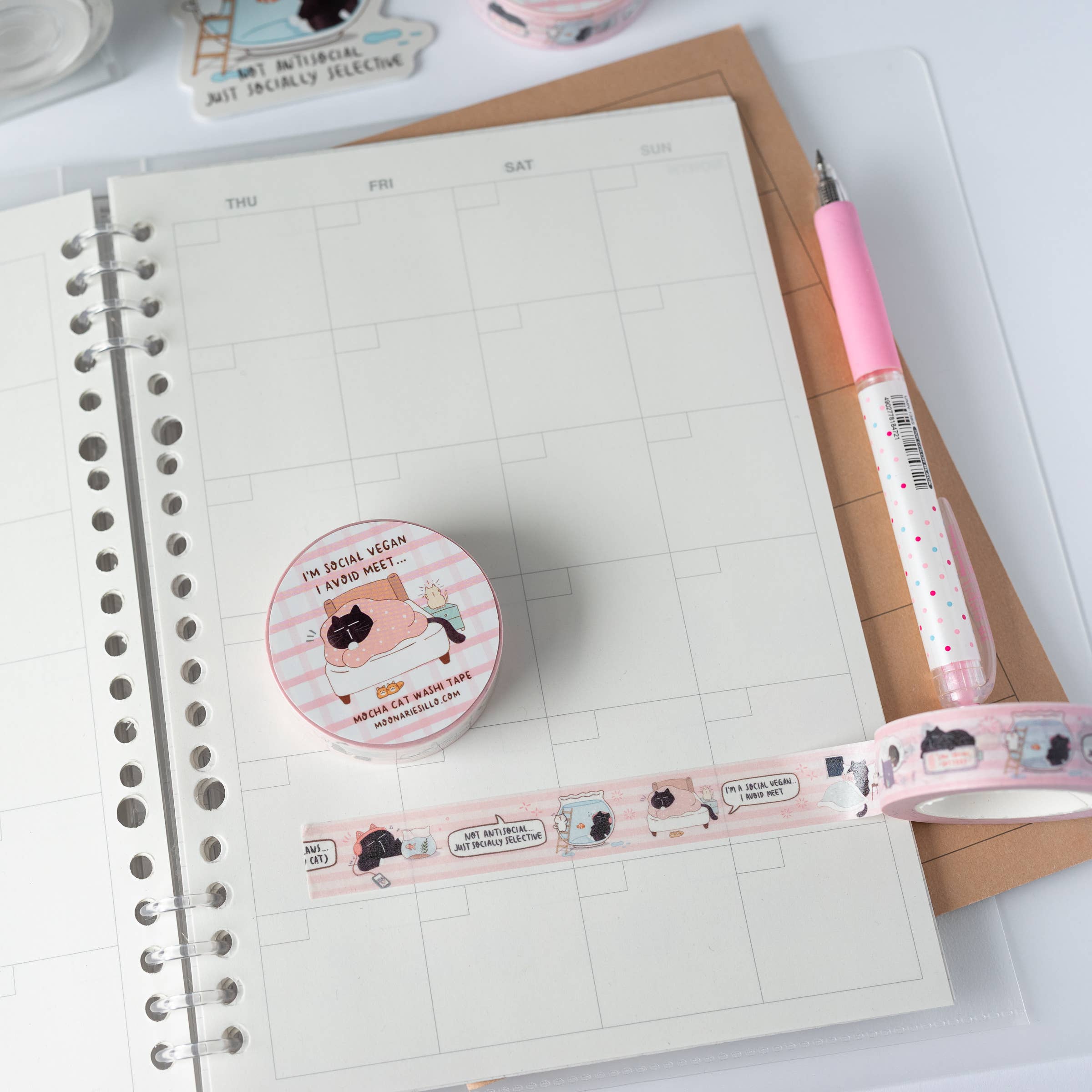 I'm a social vegan, I avoid meet funny black cat washi tape