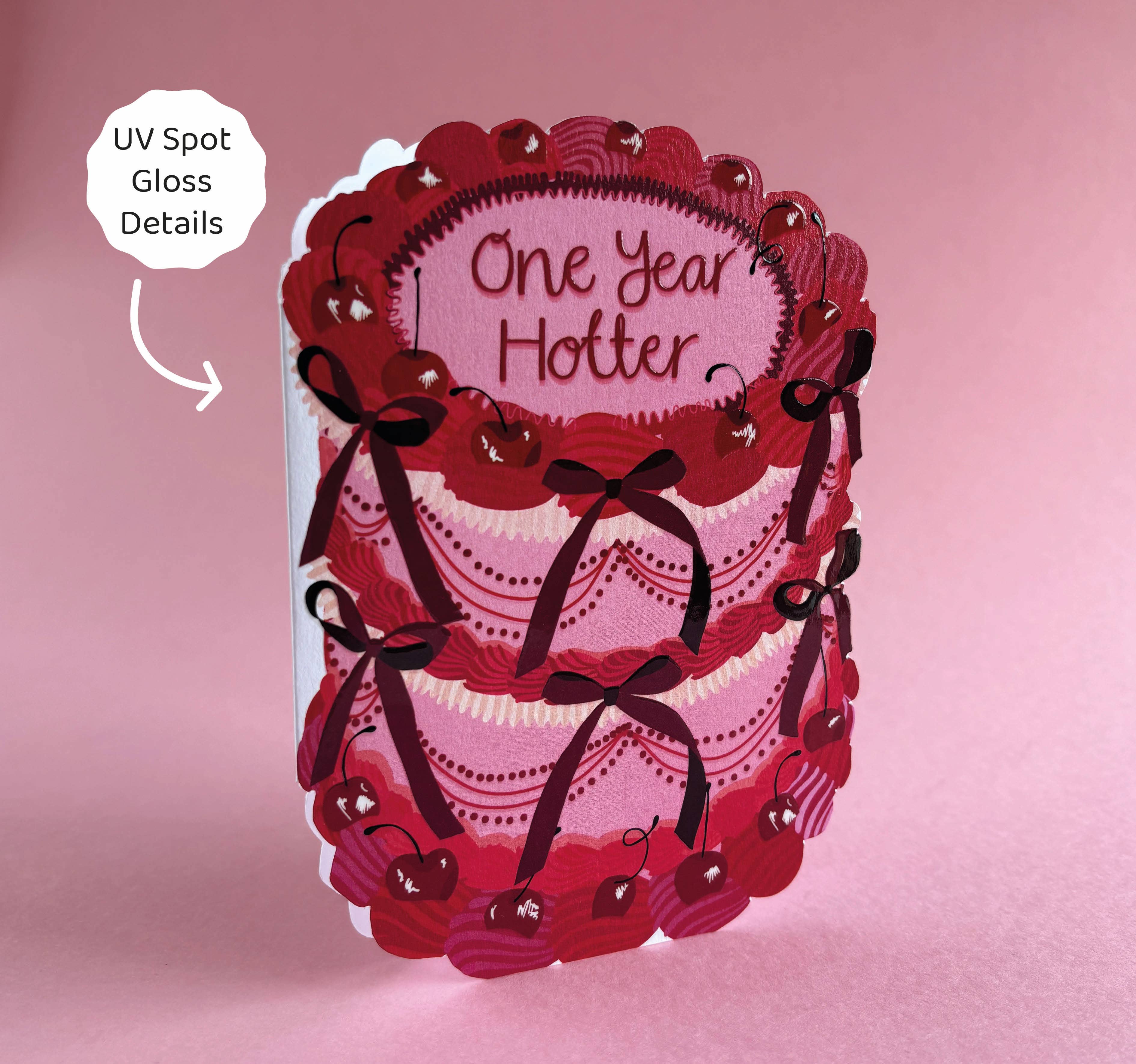One Year Hotter - Birthday Cake Shaped Greeting Card