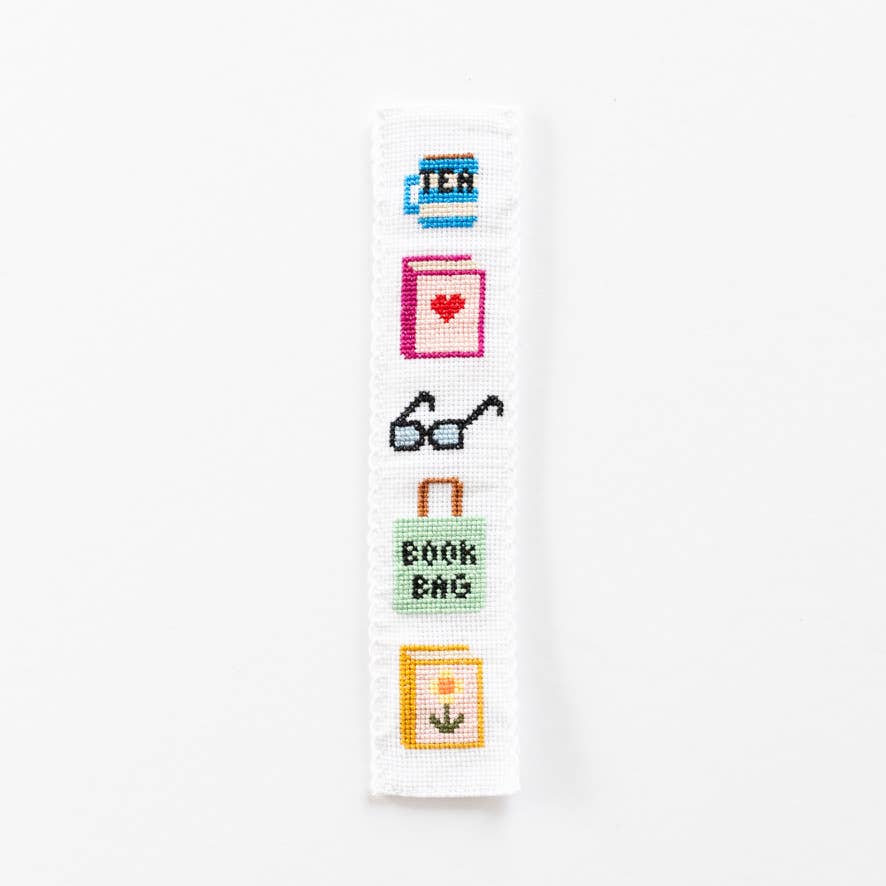 Craft Supplies Cotton Clara Bookish Counted Cross Stitch Bookmark Kit