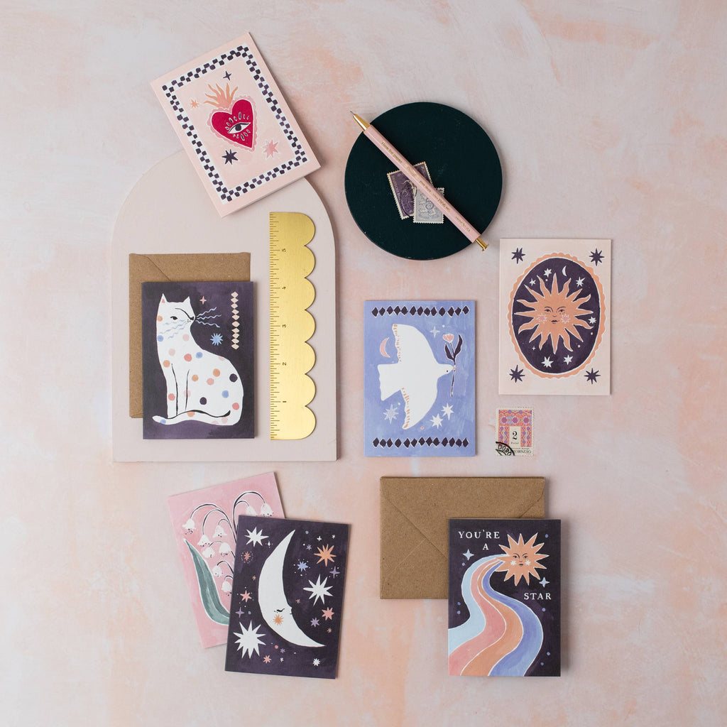 Dotty Cat Mini Card | Blank Card | Mini Greeting Cards